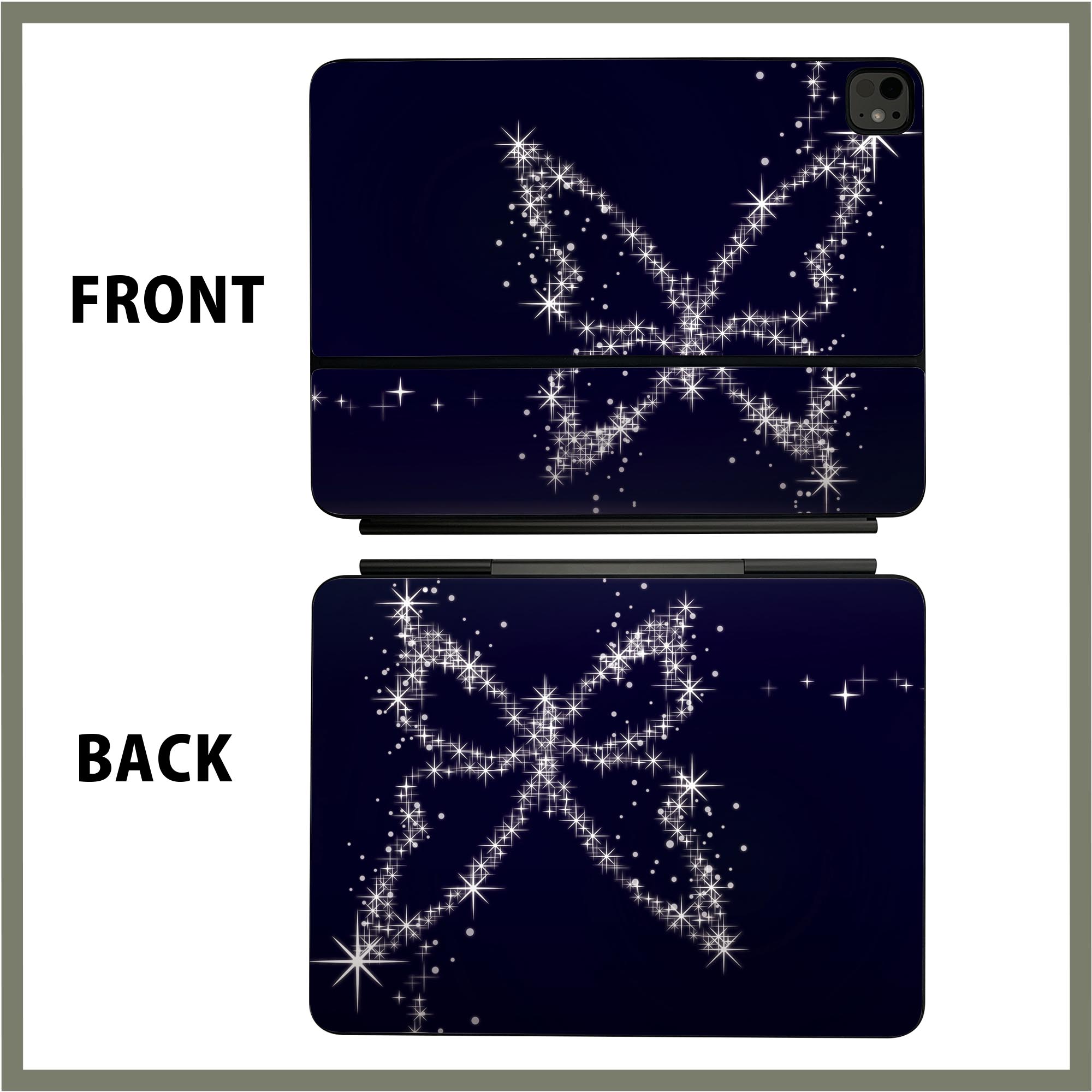 マジックキーボード 用 スキンシール 11インチ 13インチ iPad Pro11(M4) iPad Pro13(M4)用 2024年発売 第5世代 Magic Keyboard 対応 前面 背面 保護シール 人気 キラキラ　蝶 000433