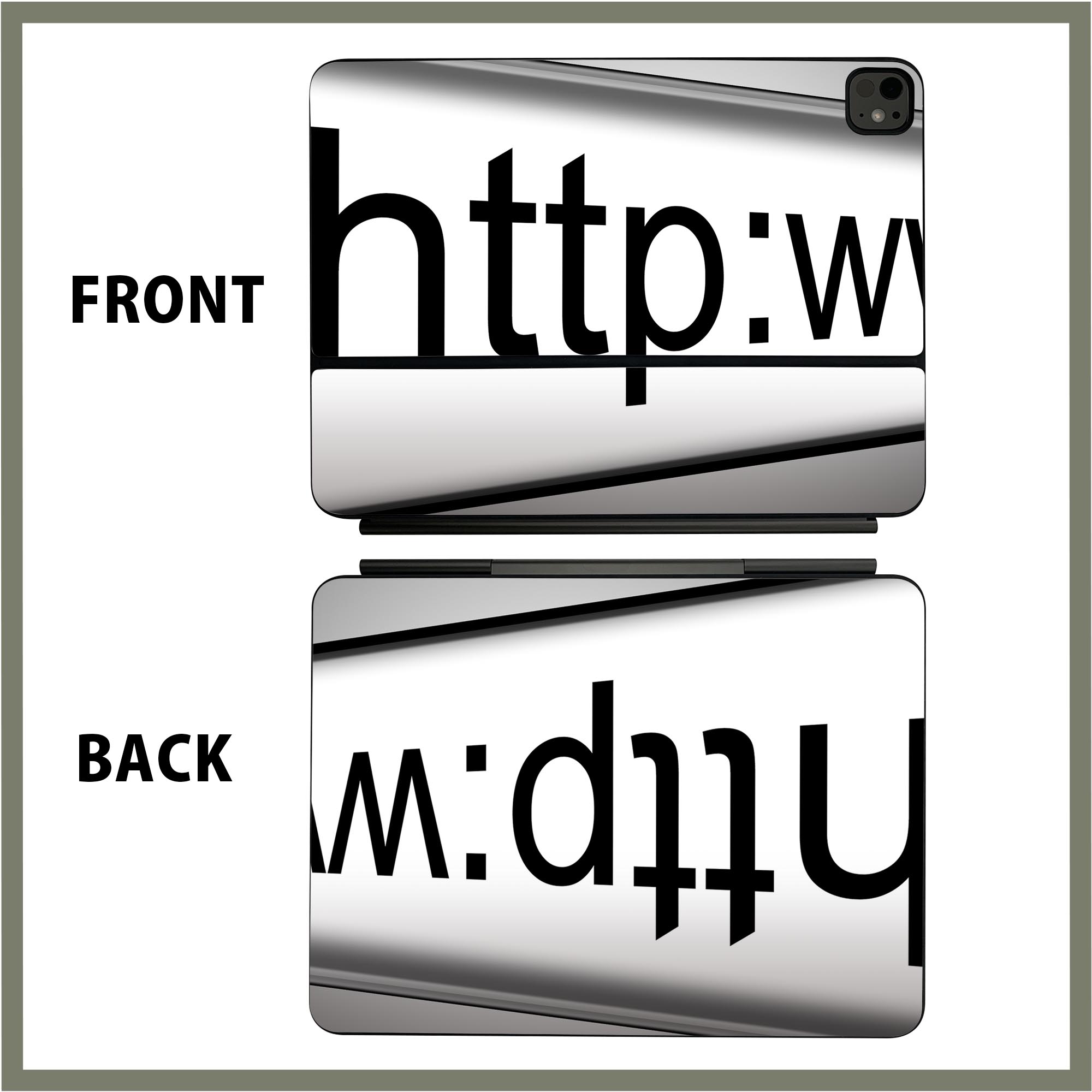 マジックキーボード 用 スキンシール 11インチ 13インチ iPad Pro11(M4) iPad Pro13(M4)用 2024年発売 第5世代 Magic Keyboard 対応 前面 背面 保護シール 人気 英語　モノクロ 000946