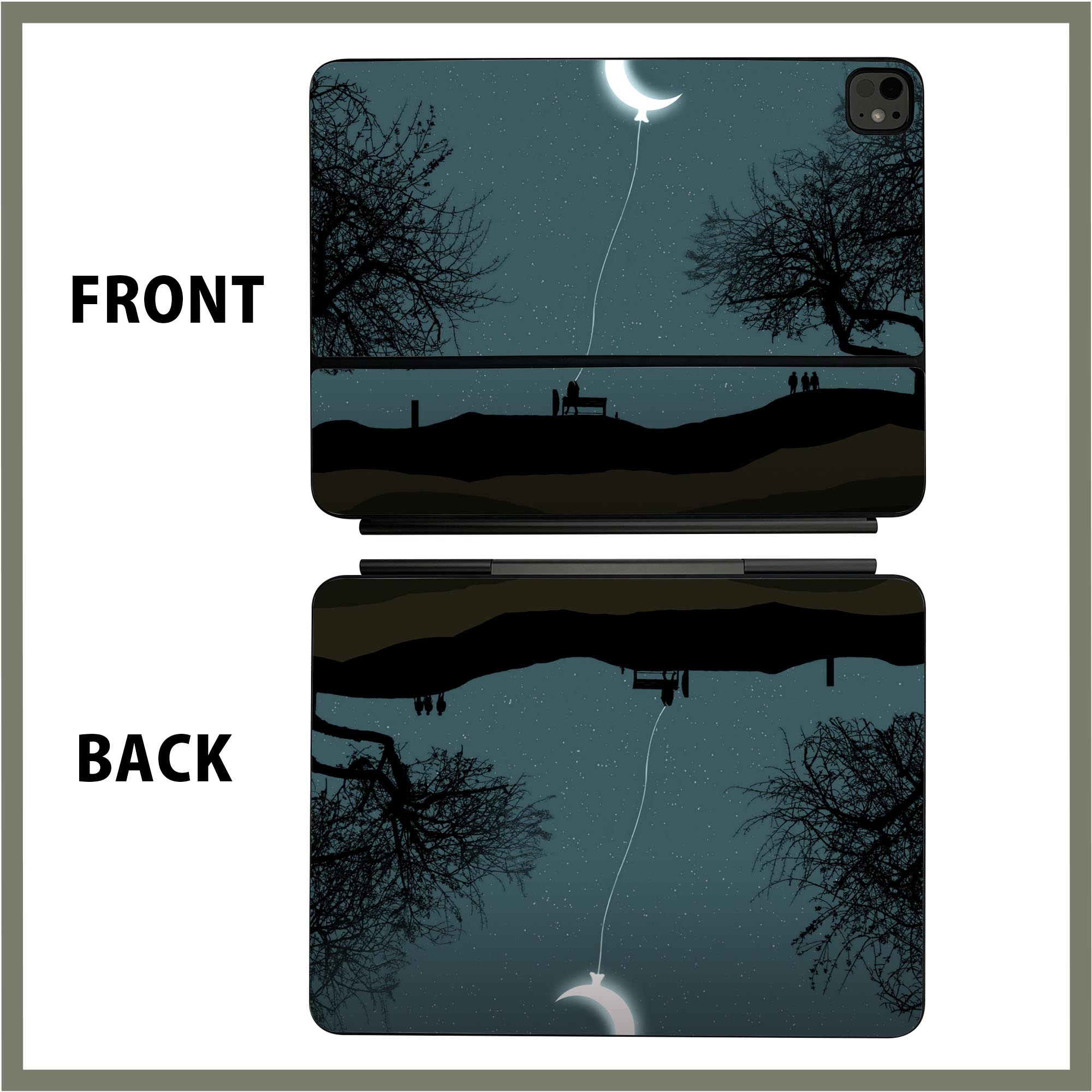 マジックキーボード 用 スキンシール 11インチ 13インチ iPad Pro11(M4) iPad Pro13(M4)用 2024年発売 第5世代 Magic Keyboard 対応 前面 背面 保護シール 人気 月　イラスト 023173