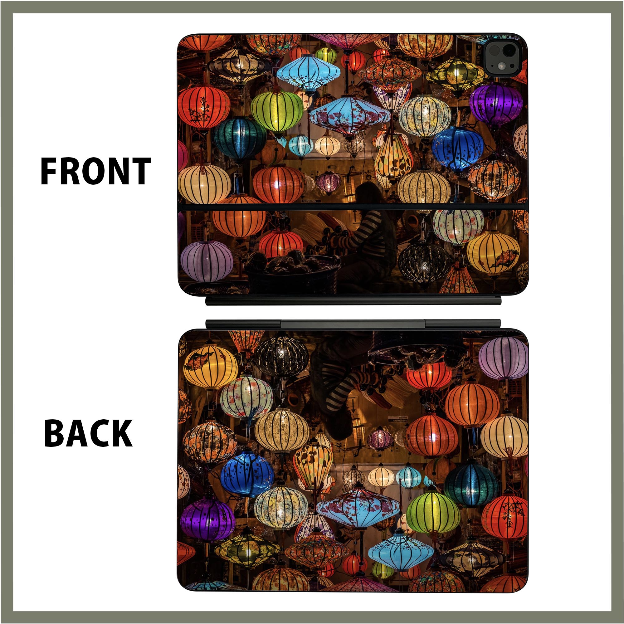 マジックキーボード 用 スキンシール 11インチ 13インチ iPad Pro11(M4) iPad Pro13(M4)用 2024年発売 第5世代 Magic Keyboard 対応 前面 背面 保護シール 人気 ランプ　ライト　写真　カラフル 023555