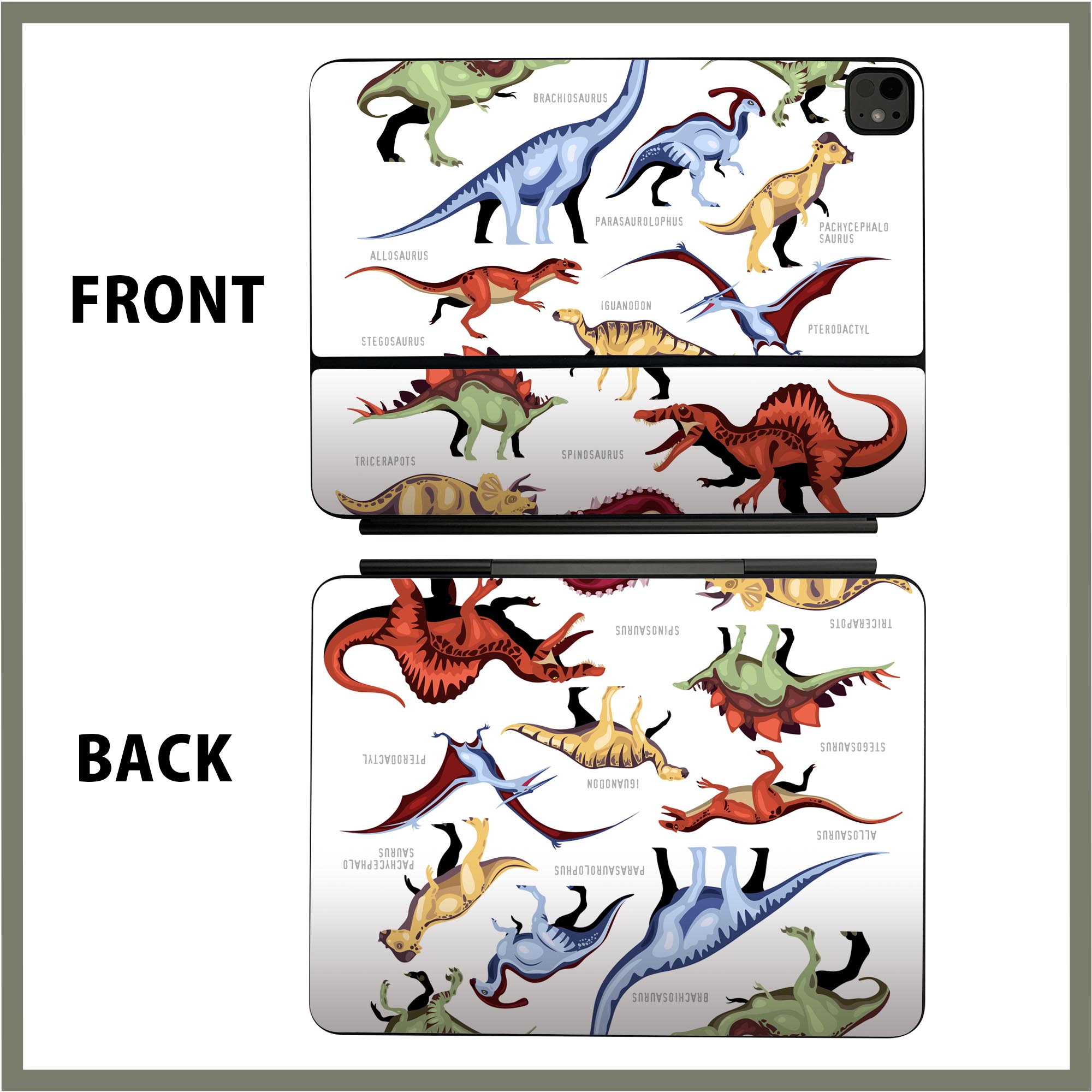 マジックキーボード 用 スキンシール 11インチ 13インチ iPad Pro11(M4) iPad Pro13(M4)用 2024年発売 第5世代 Magic Keyboard 対応 前面 背面 保護シール 人気 dinosaurs 032384