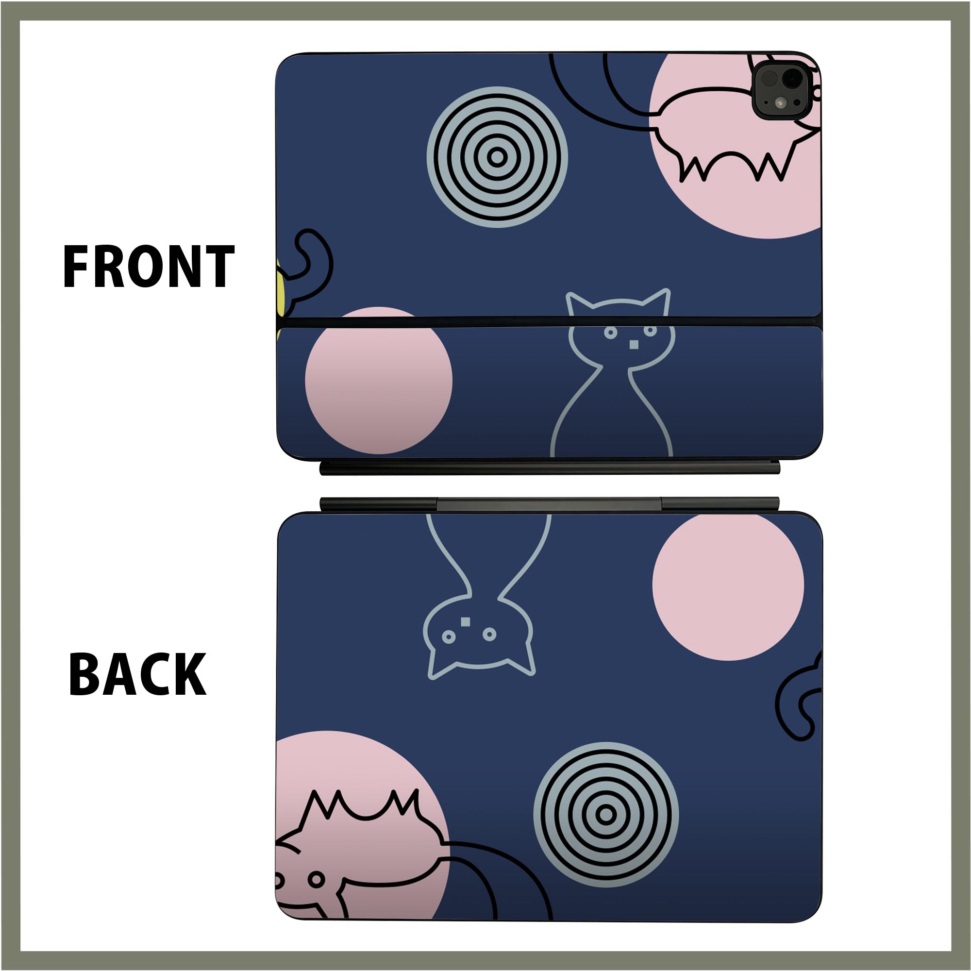 マジックキーボード 用 スキンシール 11インチ 13インチ iPad Pro11(M4) iPad Pro13(M4)用 2024年発売 第5世代 Magic Keyboard 対応 前面 背面 保護シール 人気 犬　猫　イラスト 004082