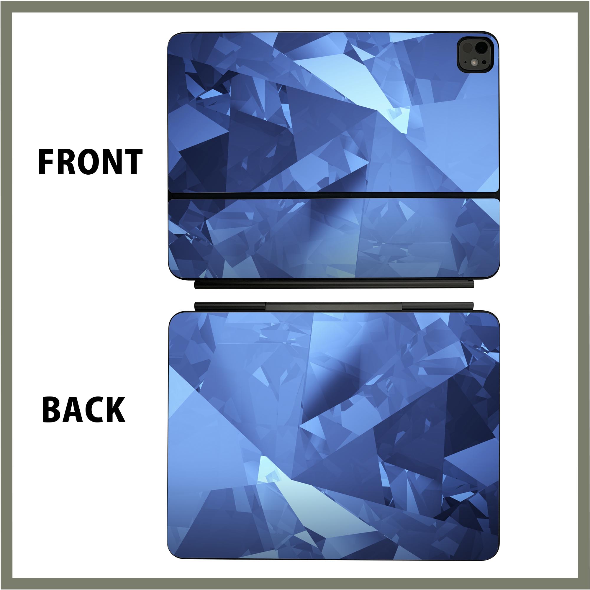 マジックキーボード 用 スキンシール 11インチ 13インチ iPad Pro11(M4) iPad Pro13(M4)用 2024年発売 第5世代 Magic Keyboard 対応 前面 背面 保護シール 人気 青　ブルー　きらきら　結晶 007842