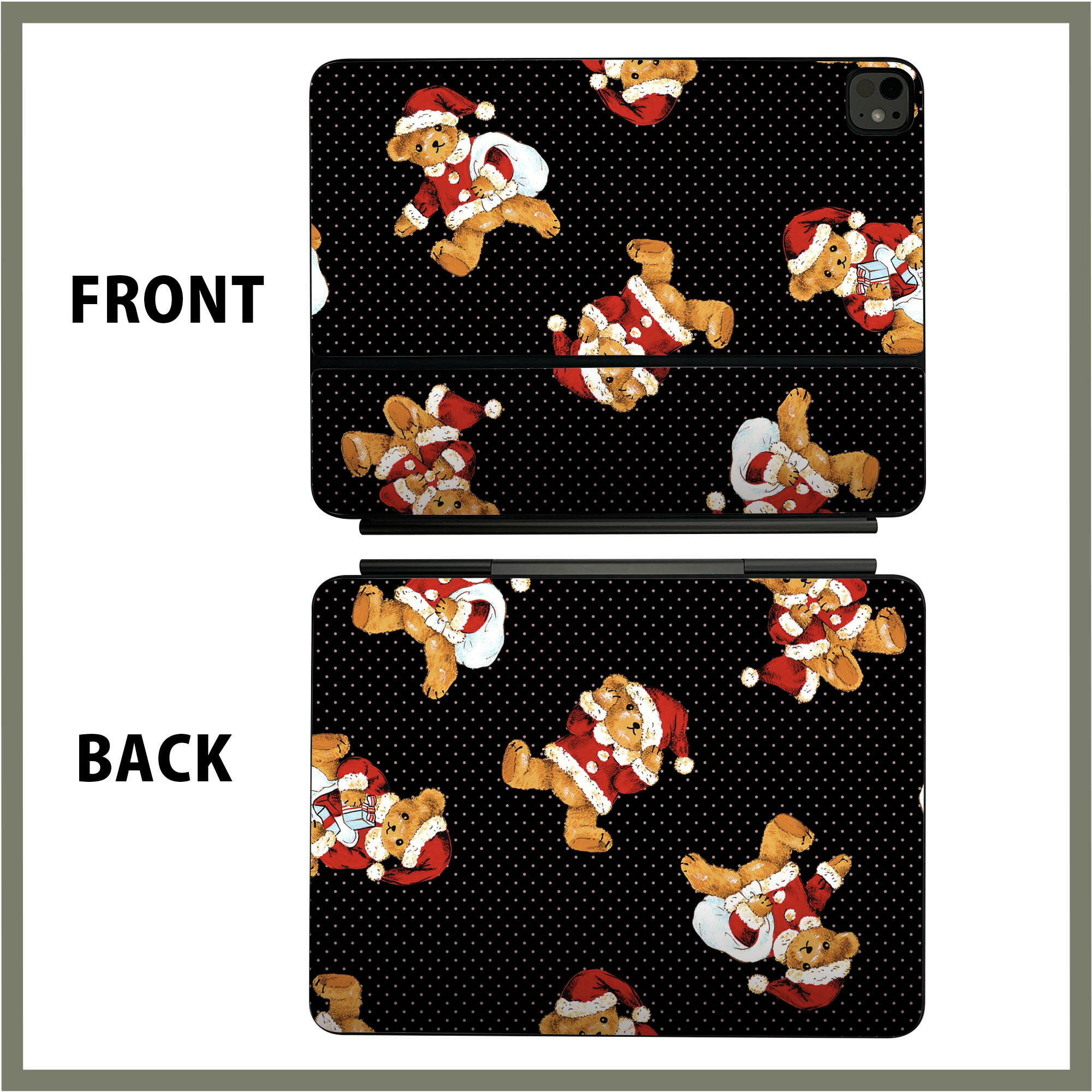 マジックキーボード 用 スキンシール 11インチ 13インチ iPad Pro11(M4) iPad Pro13(M4)用 2024年発売 第5世代 Magic Keyboard 対応 前面 背面 保護シール 人気 チェック　熊 008770