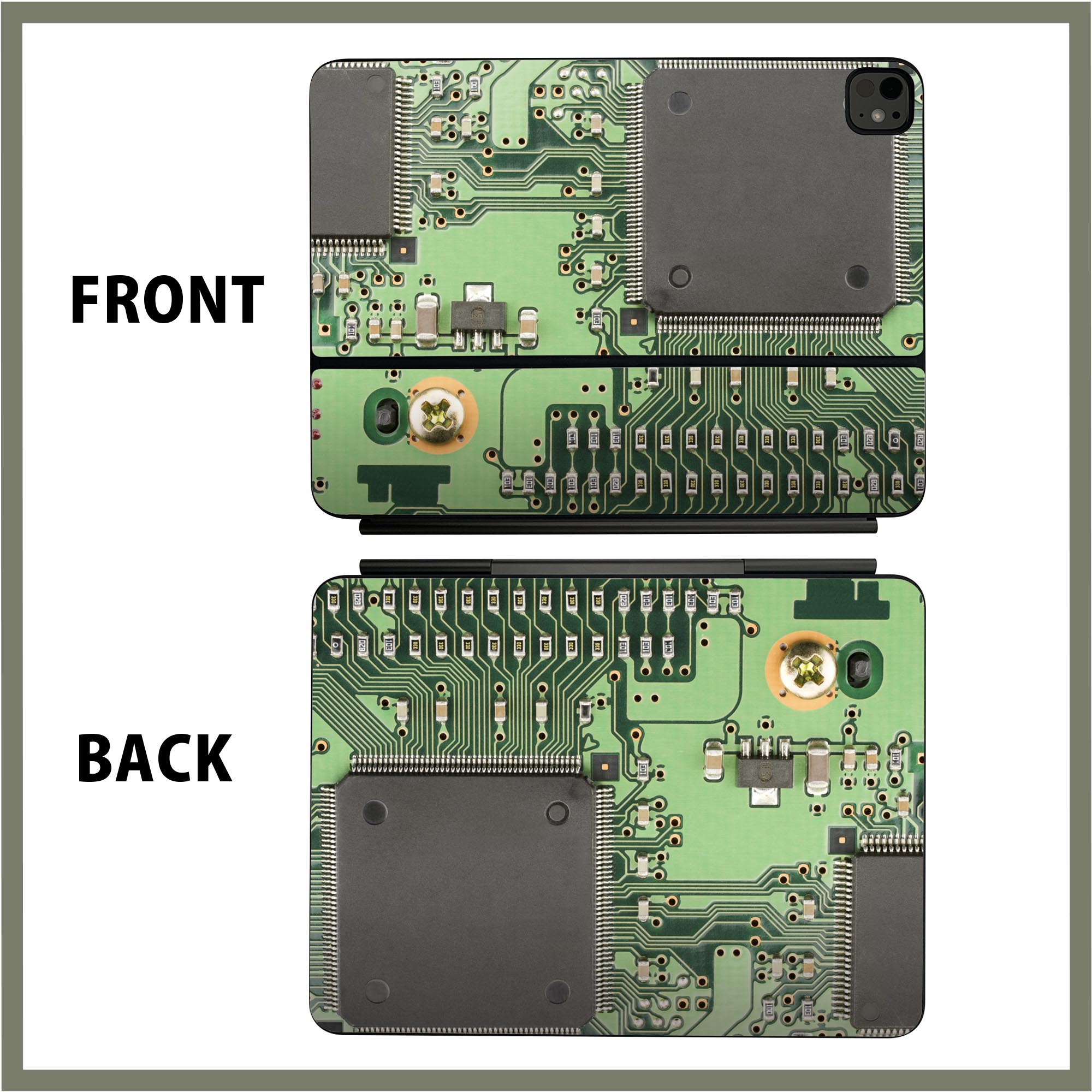 マジックキーボード 用 スキンシール 11インチ 13インチ iPad Pro11(M4) iPad Pro13(M4)用 2024年発売 第5世代 Magic Keyboard 対応 前面 背面 保護シール 人気 部品　ネジ　緑 010272