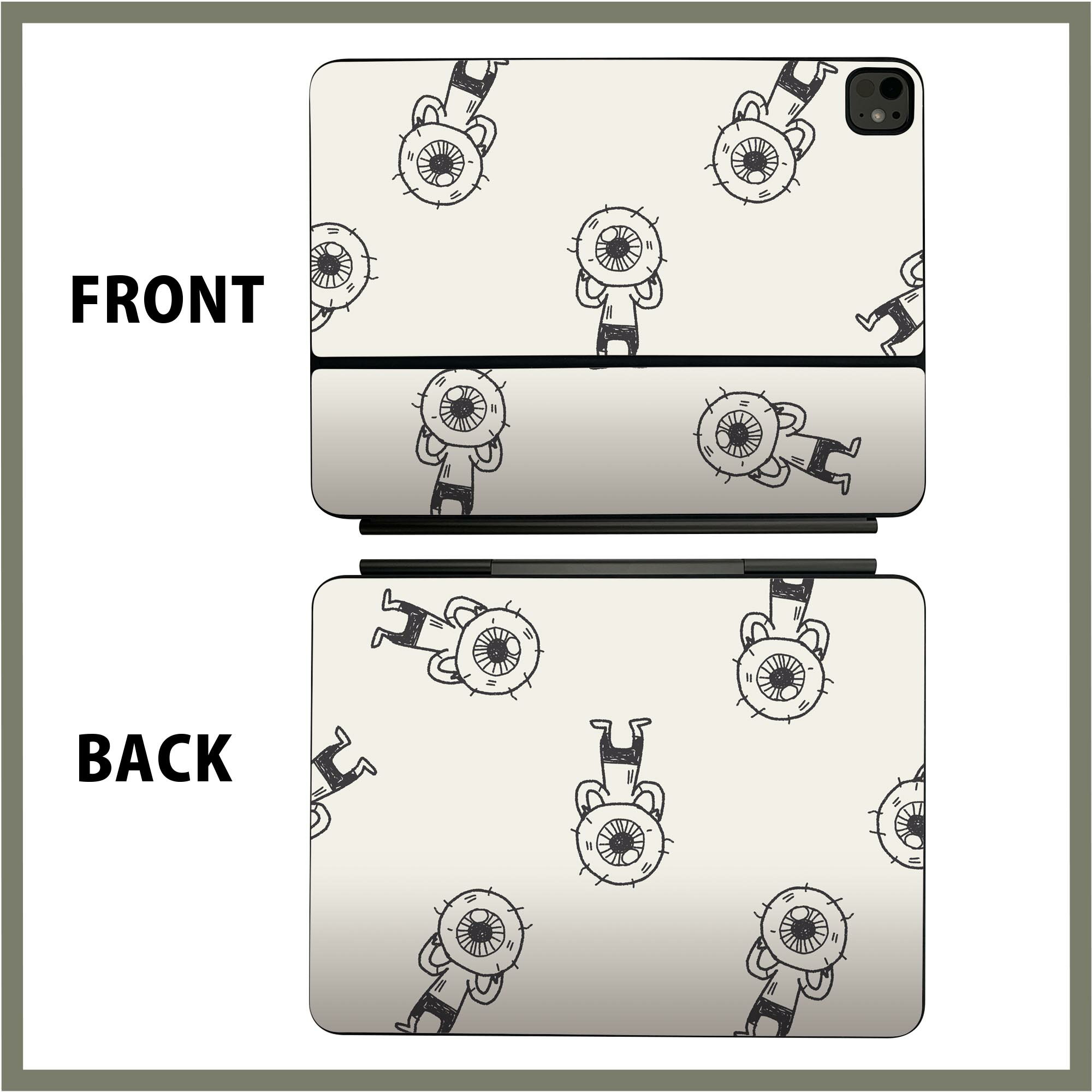 マジックキーボード 用 スキンシール 11インチ 13インチ iPad Pro11(M4) iPad Pro13(M4)用 2024年発売 第5世代 Magic Keyboard 対応 前面 背面 保護シール 人気 目玉おやじ　キャラクター 010701