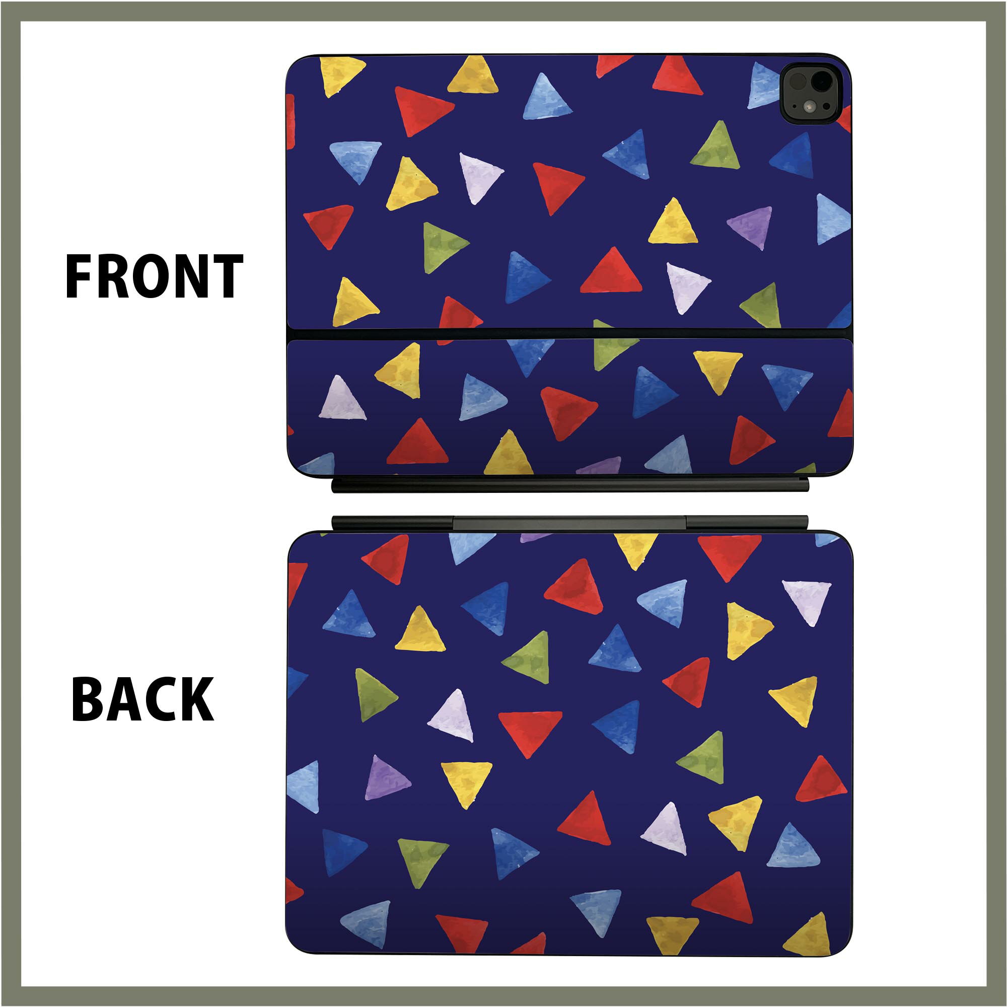 マジックキーボード 用 スキンシール 11インチ 13インチ iPad Pro11(M4) iPad Pro13(M4)用 2024年発売 第5世代 Magic Keyboard 対応 前面 背面 保護シール 人気 色彩　三角　カラフル 010783 3