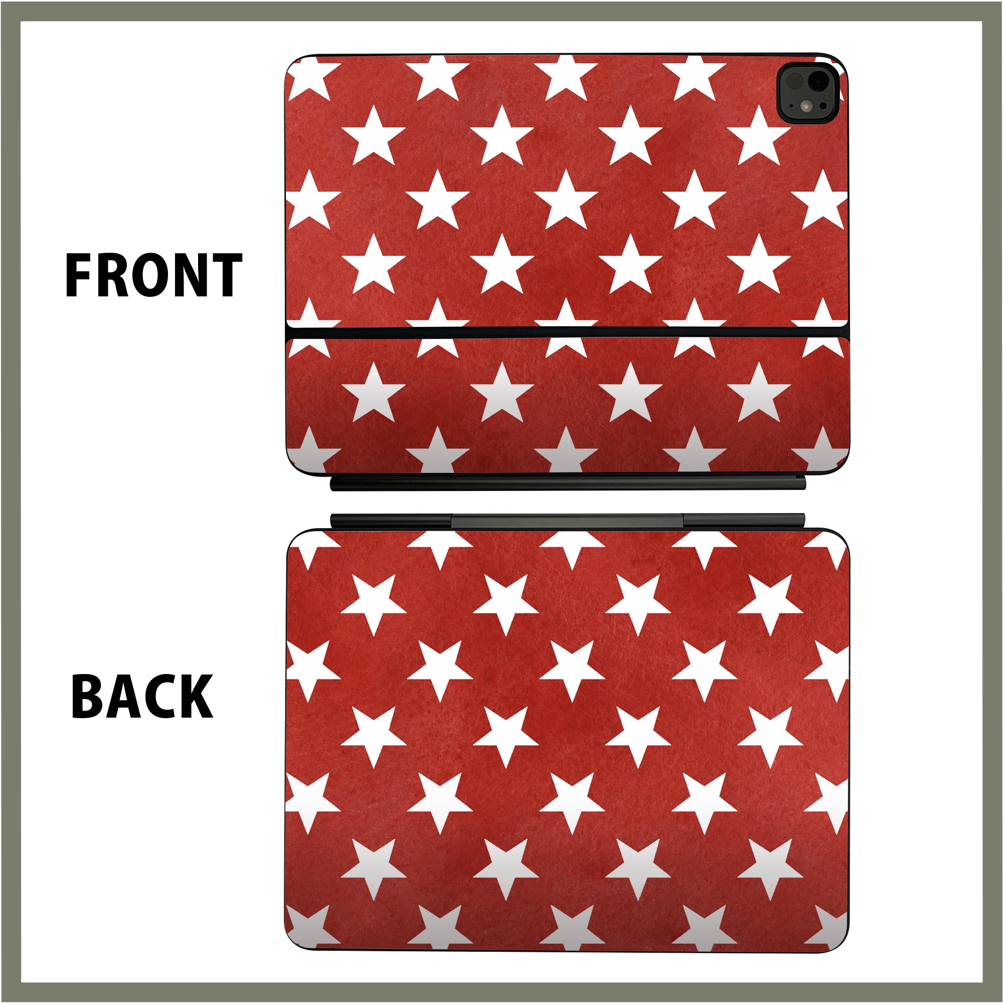 マジックキーボード 用 スキンシール 11インチ 13インチ iPad Pro11(M4) iPad Pro13(M4)用 2024年発売 第5世代 Magic Keyboard 対応 前面 背面 保護シール 人気 赤　星　スター 012368