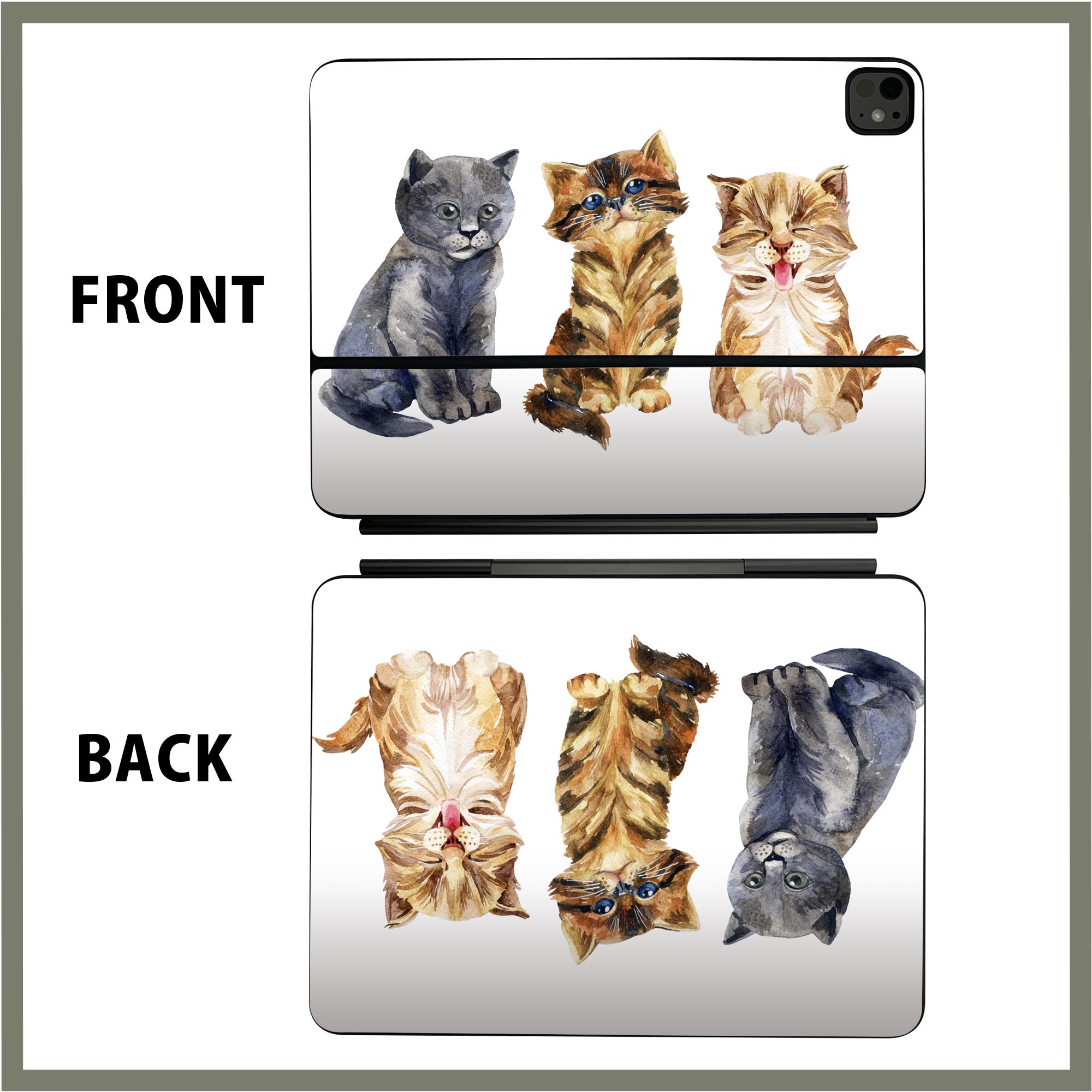 マジックキーボード 用 スキンシール 11インチ 13インチ iPad Pro11(M4) iPad Pro13(M4)用 2024年発売 第5世代 Magic Keyboard 対応 前面 背面 保護シール 人気 猫　動物　アニマル 014023