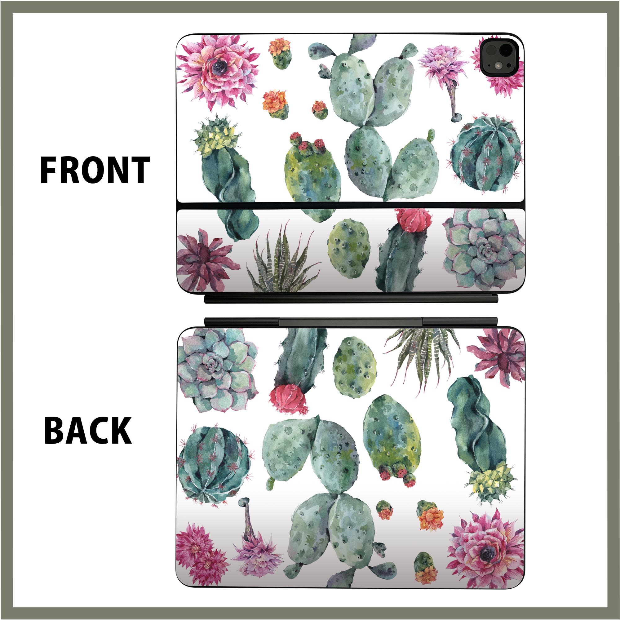 マジックキーボード 用 スキンシール 11インチ 13インチ iPad Pro11(M4) iPad Pro13(M4)用 2024年発売 第5世代 Magic Keyboard 対応 前面 背面 保護シール 人気 花　　サボテン 014334