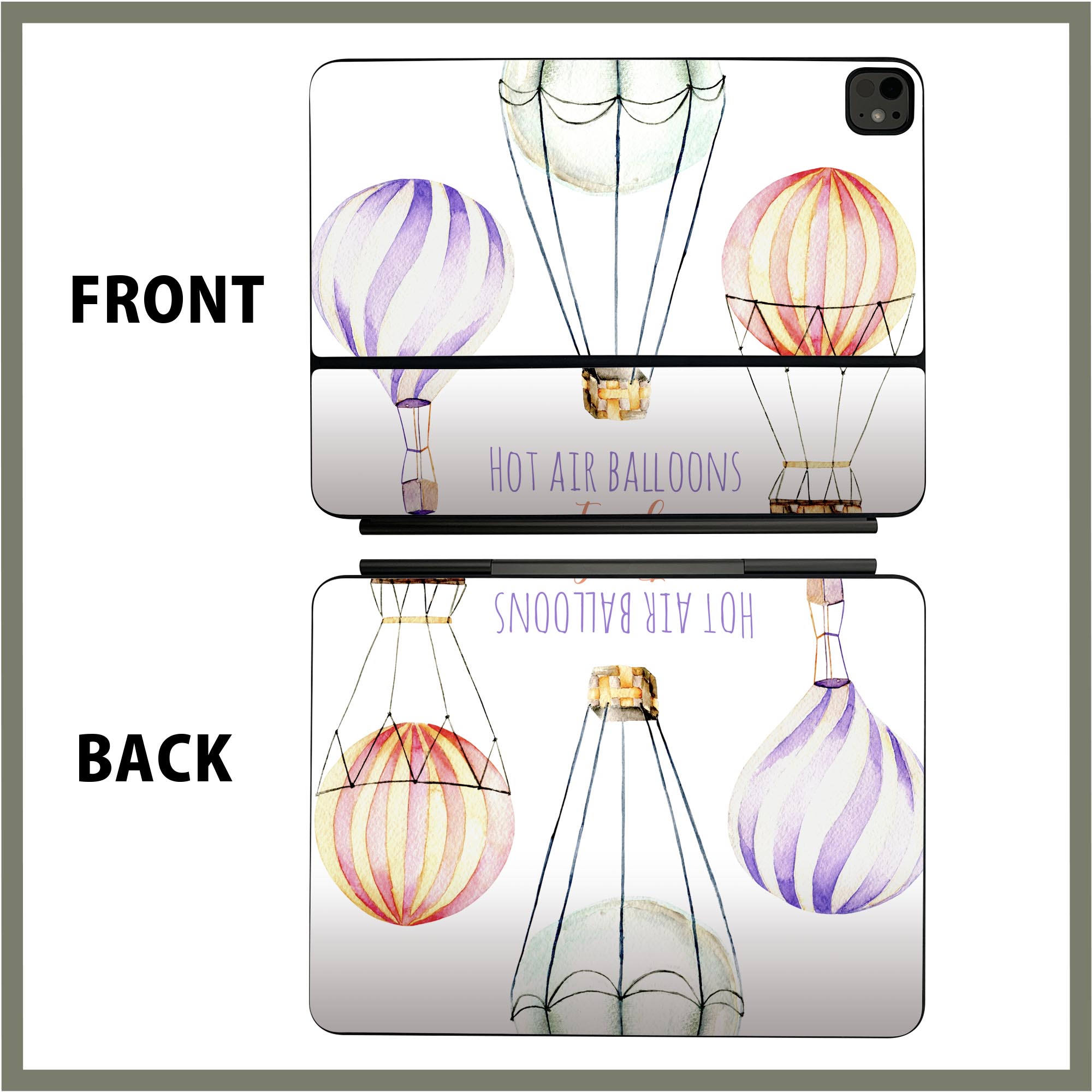 マジックキーボード 用 スキンシール 11インチ 13インチ iPad Pro11(M4) iPad Pro13(M4)用 2024年発売 第5世代 Magic Keyboard 対応 前面 背面 保護シール 人気 気球　乗り物　カラフル 014346