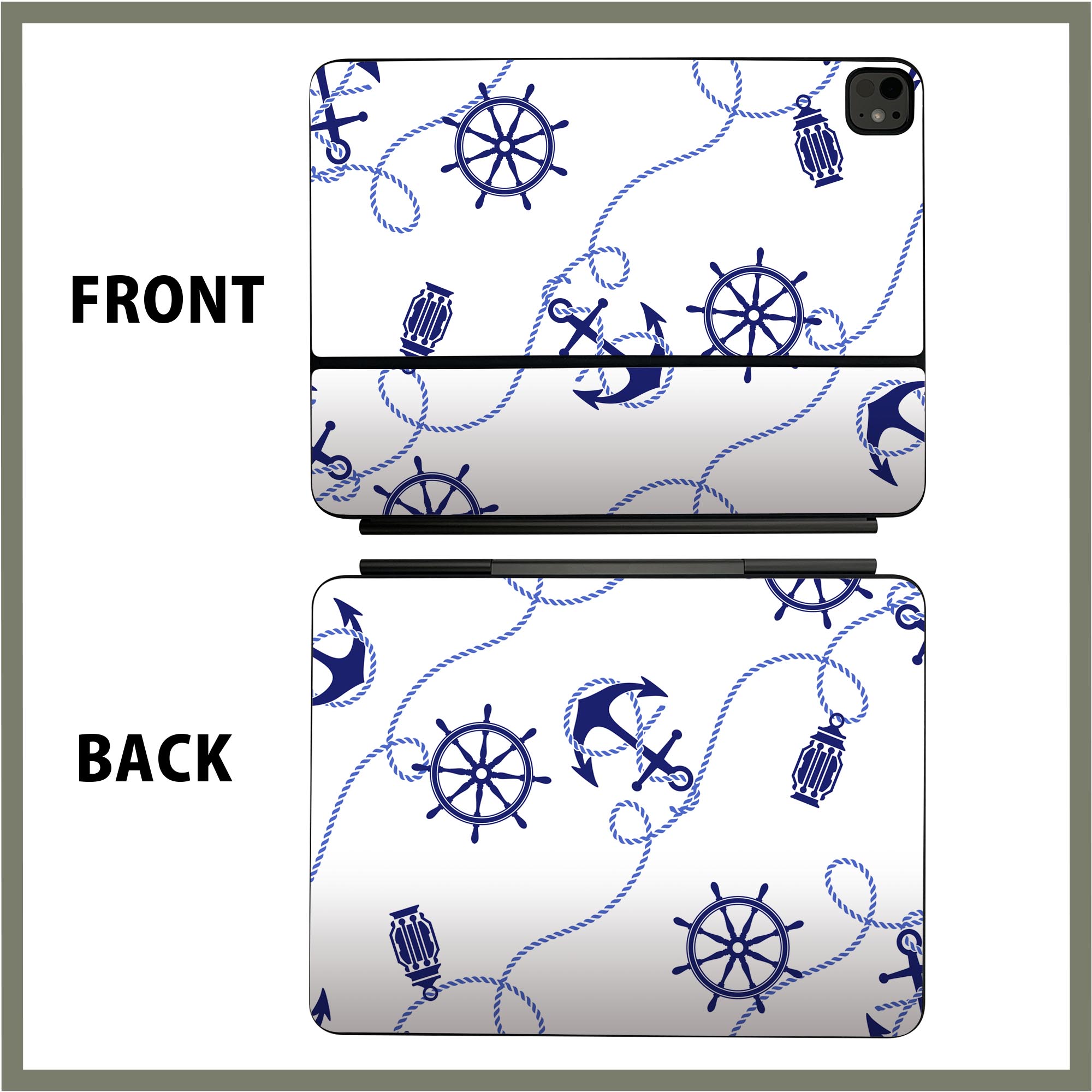 マジックキーボード 用 スキンシール 11インチ 13インチ iPad Pro11(M4) iPad Pro13(M4)用 2024年発売 第5世代 Magic Keyboard 対応 前面 背面 保護シール 人気 海　碇　船 014638