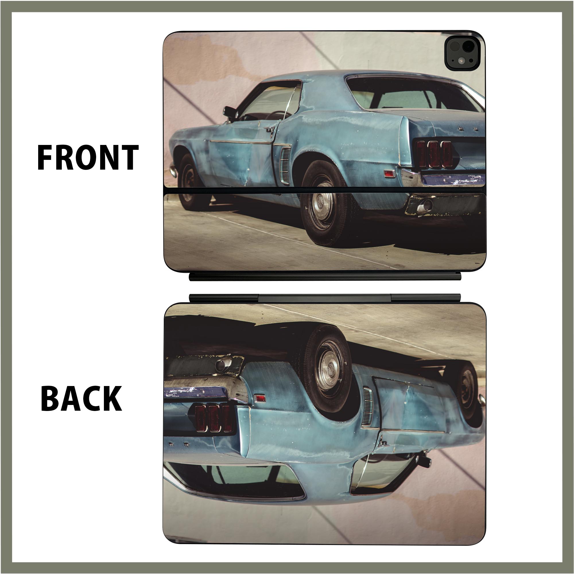 マジックキーボード 用 スキンシール 11インチ 13インチ iPad Pro11(M4) iPad Pro13(M4)用 2024年発売 第5世代 Magic Keyboard 対応 前面 背面 保護シール 人気 車　写真　クラシックカー 016198