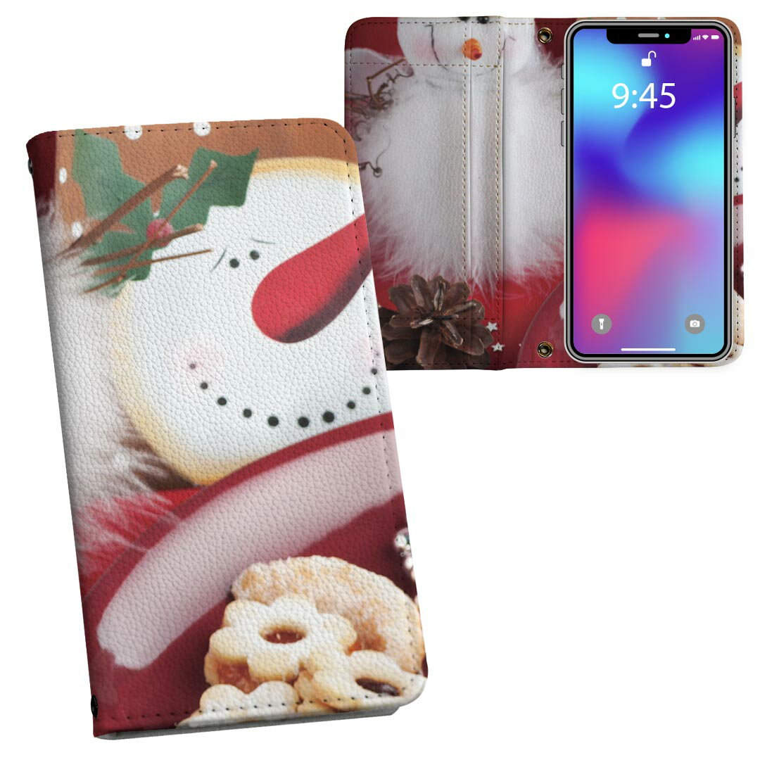 iPhone11 Pro Max 6.5インチ 専用 iphone11pronax アイフォン softbank docomo au 両面プリント 裏表 内側 内面 スマホ カバー レザー ケース 手帳タイプ フリップ ダイアリー 二つ折り 革 フルデザイン 000896 写真・風景 クリスマス　雪だるま