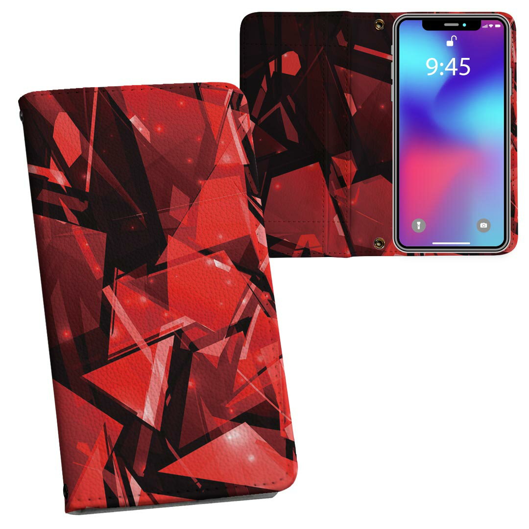 Rakuten - Pixel4 Google グーグル ピクセル4 pixel4 simfree SIMフリー 両面プリント 裏表 内側 内面 スマホ カバー レザー ケース 手帳タイプ フリップ ダイアリー 二つ折り 革 フルデザイン 004590 模様　シンプル　赤