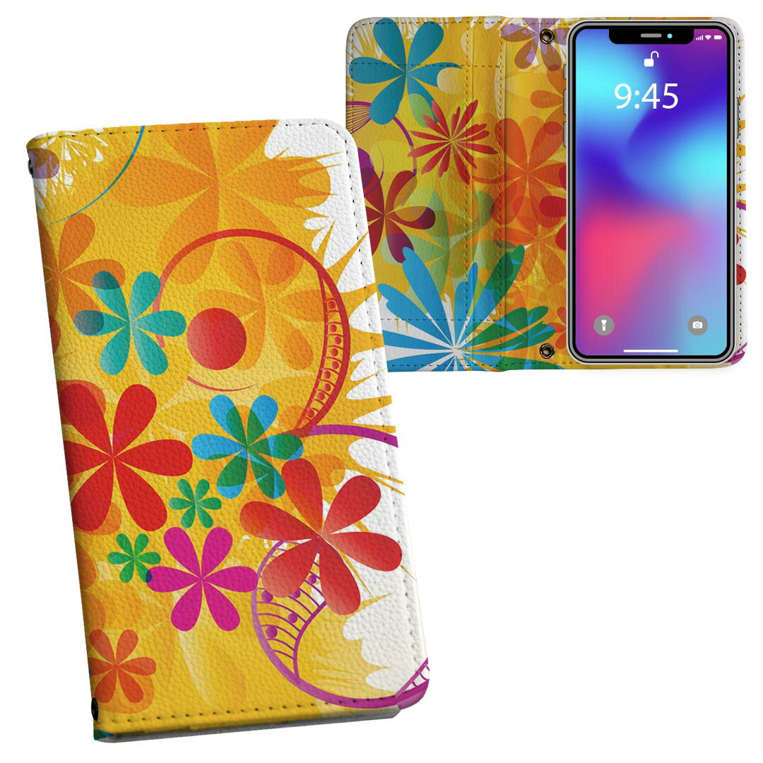 商品特徴・シームレスな両面フルデザイン、開いた時も内側のデザインが楽しめます・素材には高品質の人工革を貼った、しっかり厚みのあるタイプ・内側にはスマホを装着するケースが付属・機種専用のカメラホール仕様でケースを装着したままの撮影が可能・ワンセグや動画の視聴に便利な横置きスタンド機能・ICカードなどを2枚まで収納できるカードスロット＆ポケット付き・マグネットフリップで開け閉めカンタン注意事項商品画像はサンプルイメージですので、ご覧の環境によっては多少色味に違いを感じる場合がございます。イメージと違った、モニターと色味が異なるという理由での交換や返金はご対応出来かねます。カバーのみの販売で本体は付属しません。ケース装着のまま充電可能ですが、卓上ホルダでの充電は仕様上対象外となります。また、充電ケーブルの差し込み口の位置によっては外側カバーを開く必要があります。こちらは無地のレザーにデザインをプリントした商品で、デコなどの加工はございません。凹凸や光沢があるように見えたり布地や金属を素材にしたように見える商品もありますが、デザインの図版によるものです。撮影時にカバーが映り込む恐れがあるため、カメラ用の穴は若干大きめに開けています。カメラ穴の位置にわずかなズレが生じる場合がございます。また印刷時に微妙な画像のズレが生じる場合がございます。製作後、すぐに梱包・発送していますため、インク独特の匂いが残る場合があります。こちらは自然と薄まりますが、気になる方は風通しの良い場所で数日保管してください。ご注文後に1点1点制作する受注生産品のため、不良品以外のご返品や交換は固くお断り致します。機種の選択間違いも保証対象外となりますため、ご注文の際は必ず機種をご確認下さい。発送について完全受注生産のハンドメイド商品となりますので、既製品と比べて発送までお時間を頂いています。 基本的に決済確認後、通常で3営業日程度、最大で10営業日程度での発送となります。繁忙期や休業日明けの場合はさらに時間がかかる場合があります。 その際には別途メールにてご連絡致します。メール便の場合、発送日から到着までに2−4日ほどかかる場合が多く、紛失などの保障もご対応できかねます。あらかじめご了承下さい。