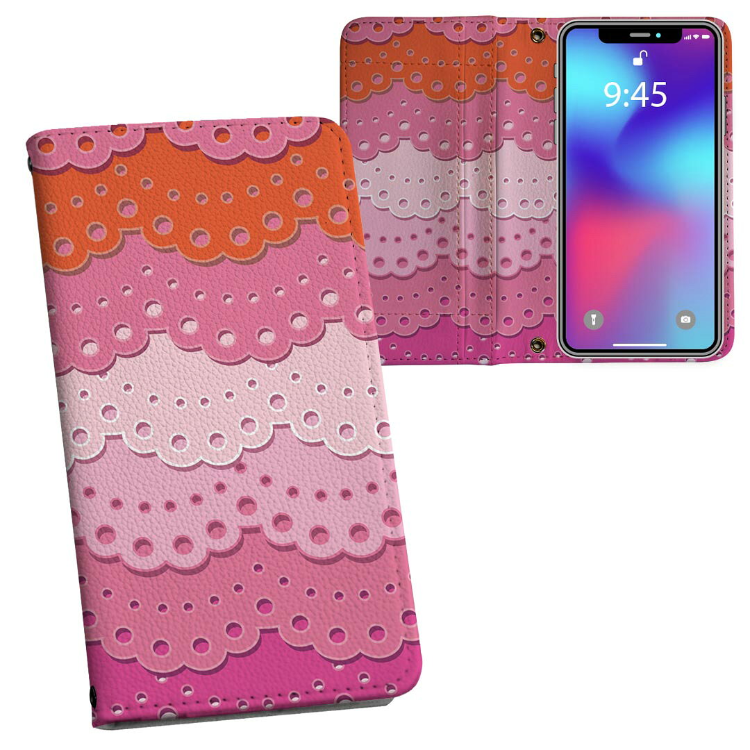 HUAWEI Mate 9 mate9 simfree SIMフリー 両面プリント 裏表 内側 内面 スマホ カバー レザー ケース 手帳タイプ フリップ ダイアリー 二つ折り 革 フルデザイン 005234 ピンク　レース　模様