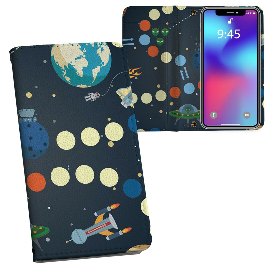 iPhone11 Pro Max 6.5インチ 専用 iphone11pronax アイフォン softbank docomo au 両面プリント 裏表 内側 内面 スマホ カバー レザー ケース 手帳タイプ フリップ ダイアリー 二つ折り 革 フルデザイン 007496 ユニーク 宇宙 イラスト 地球 星