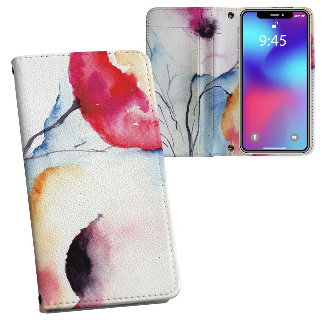 KYV40 rafre au エーユー 両面プリント 裏表 内側 内面 スマホ カバー レザー ケース 手帳タイプ フリップ ダイアリー 二つ折り 革 フルデザイン 007930 花　フラワー　水彩