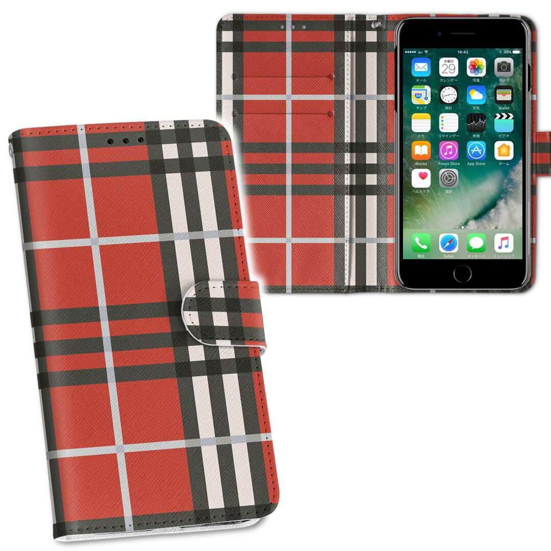 iPhone11 Pro Max 6.5インチ 専用 iphone11pronax アイフォン softbank docomo au 両面プリント 裏表 内側 内面 スマホ カバー レザー ケース 手帳タイプ フリップ ダイアリー 二つ折り 革 フルデザイン 010831 チェック　赤　黒
