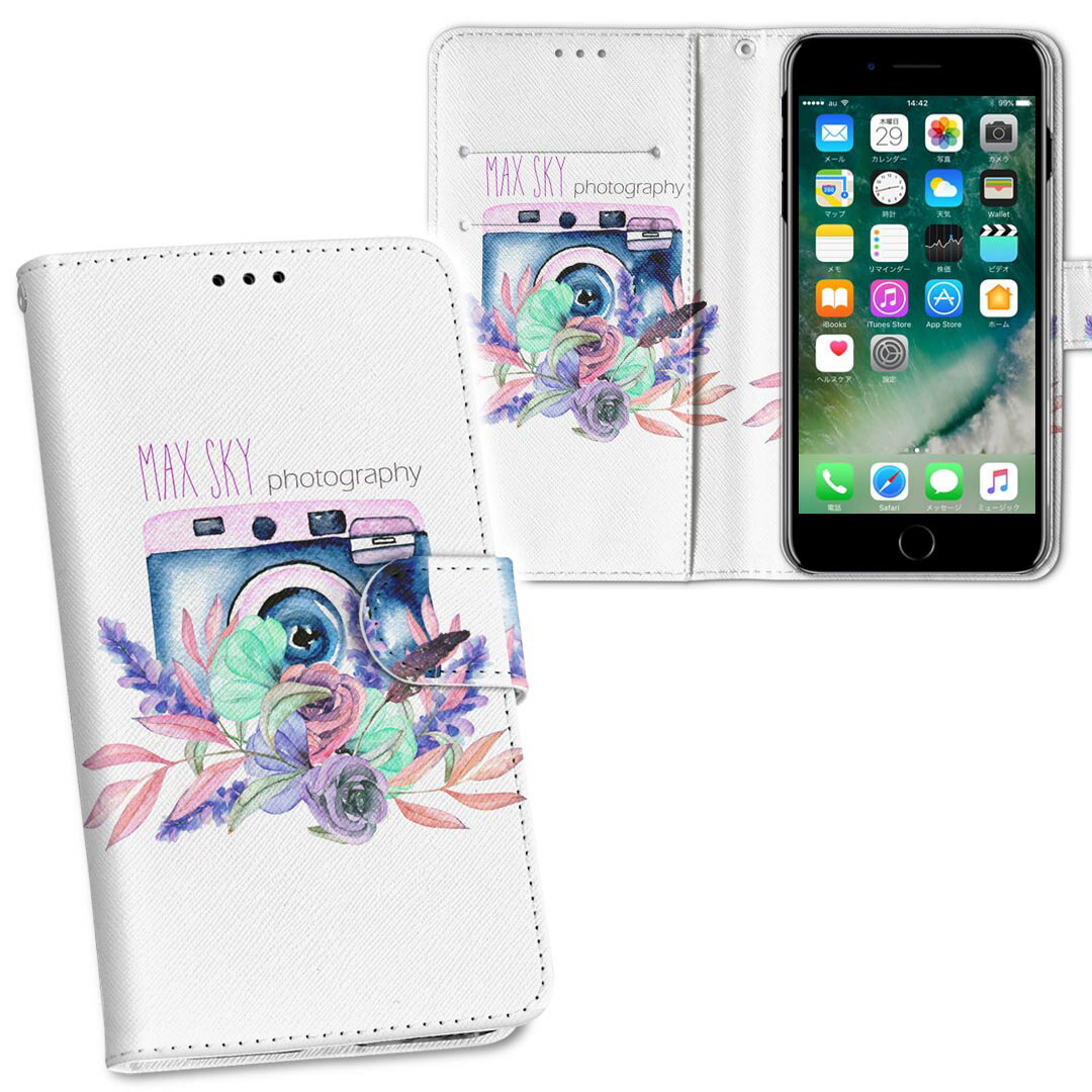 商品特徴・シームレスな両面フルデザイン、開いた時も内側のデザインが楽しめます・素材には高品質の人工革を貼った、しっかり厚みのあるタイプ・内側にはスマホを装着するケースが付属・機種専用のカメラホール仕様でケースを装着したままの撮影が可能・ワン...