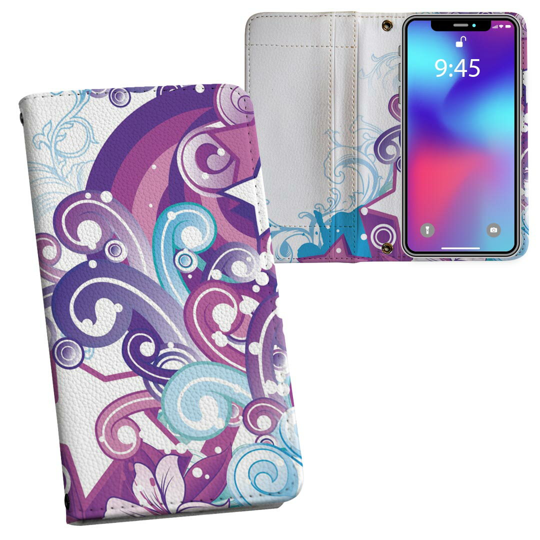 iPhone15plus 6.7 インチ 専用 各キャリア iPhone 15 plus 共通対応 内側プリント so51c 手帳型 マグネット式 ピタッと閉まる レザーケース カード収納 ポケット 000104 お花　花　紫　トロピカル