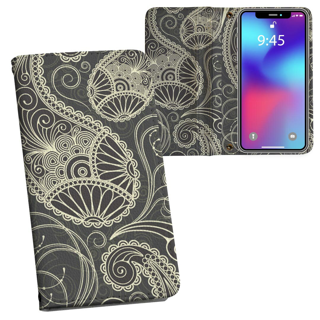 商品特徴・シームレスな両面フルデザイン、開いた時も内側のデザインが楽しめます・素材には高品質の人工革を貼った、しっかり厚みのあるタイプ・内側にはスマホを装着するケースが付属・機種専用のカメラホール仕様でケースを装着したままの撮影が可能・ワンセグや動画の視聴に便利な横置きスタンド機能・ICカードなどを2枚まで収納できるカードスロット＆ポケット付き・マグネットフリップで開け閉めカンタン注意事項商品画像はサンプルイメージですので、ご覧の環境によっては多少色味に違いを感じる場合がございます。イメージと違った、モニターと色味が異なるという理由での交換や返金はご対応出来かねます。カバーのみの販売で本体は付属しません。ケース装着のまま充電可能ですが、卓上ホルダでの充電は仕様上対象外となります。また、充電ケーブルの差し込み口の位置によっては外側カバーを開く必要があります。こちらは無地のレザーにデザインをプリントした商品で、デコなどの加工はございません。凹凸や光沢があるように見えたり布地や金属を素材にしたように見える商品もありますが、デザインの図版によるものです。撮影時にカバーが映り込む恐れがあるため、カメラ用の穴は若干大きめに開けています。カメラ穴の位置にわずかなズレが生じる場合がございます。また印刷時に微妙な画像のズレが生じる場合がございます。製作後、すぐに梱包・発送していますため、インク独特の匂いが残る場合があります。こちらは自然と薄まりますが、気になる方は風通しの良い場所で数日保管してください。ご注文後に1点1点制作する受注生産品のため、不良品以外のご返品や交換は固くお断り致します。機種の選択間違いも保証対象外となりますため、ご注文の際は必ず機種をご確認下さい。発送について完全受注生産のハンドメイド商品となりますので、既製品と比べて発送までお時間を頂いています。 基本的に決済確認後、通常で3営業日程度、最大で10営業日程度での発送となります。繁忙期や休業日明けの場合はさらに時間がかかる場合があります。 その際には別途メールにてご連絡致します。メール便の場合、発送日から到着までに2?4日ほどかかる場合が多く、紛失などの保障もご対応できかねます。あらかじめご了承下さい。