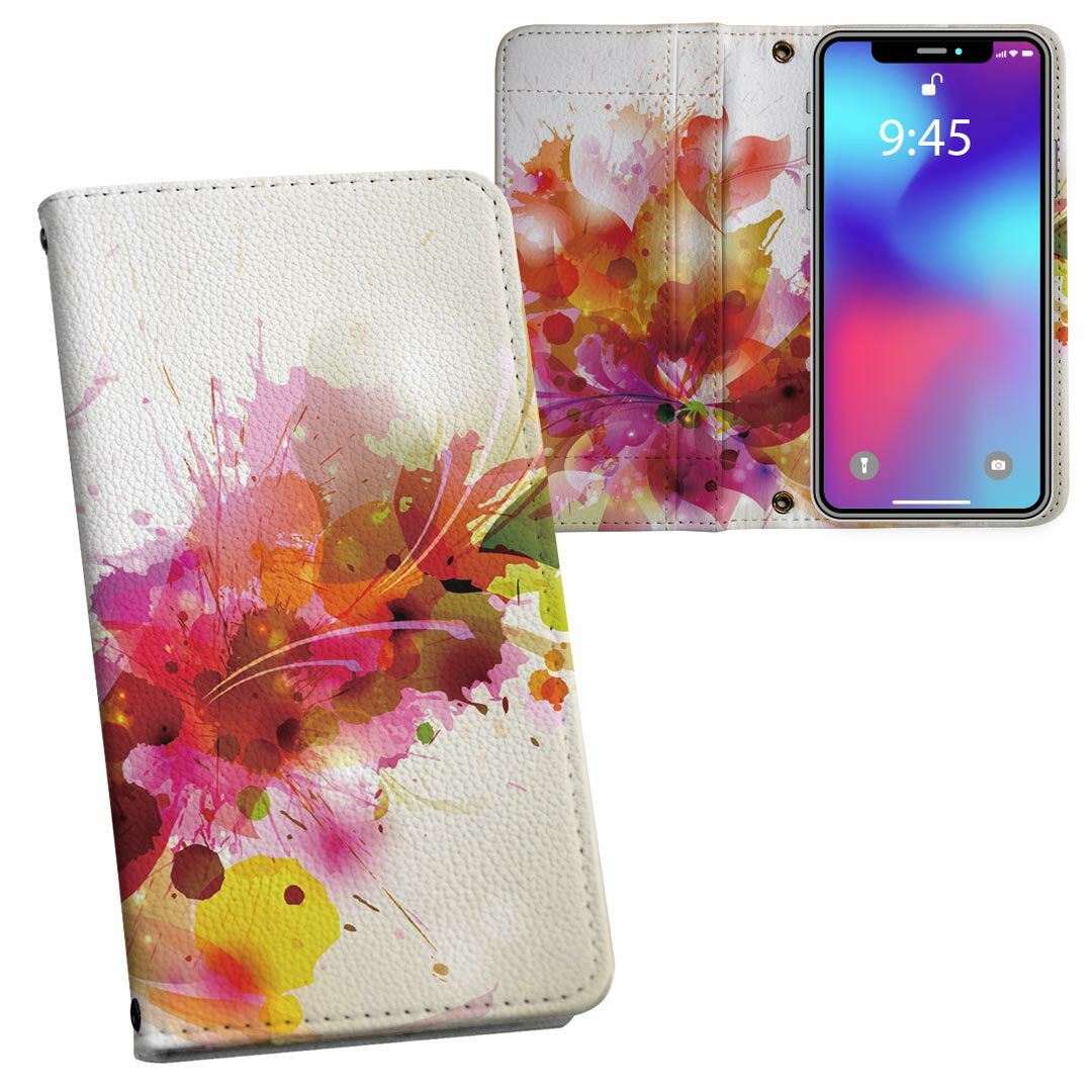 iPhone11 Pro 5.8インチ 専用 iphone11pro アイフォン softbank docomo au 両面プリント 裏表 内側 内面 スマホ カバー レザー ケース 手帳タイプ フリップ ダイアリー 二つ折り 革 フルデザイン 001203 フラワー 花　カラフル