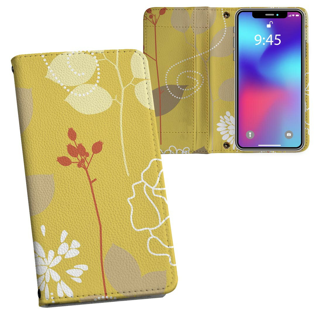 iPhone11 Pro 5.8インチ 専用 iphone11pro アイフォン softbank docomo au 両面プリント 裏表 内側 内面 スマホ カバー レザー ケース 手帳タイプ フリップ ダイアリー 二つ折り 革 フルデザイン 001893 フラワー 花　フラワー　黄色