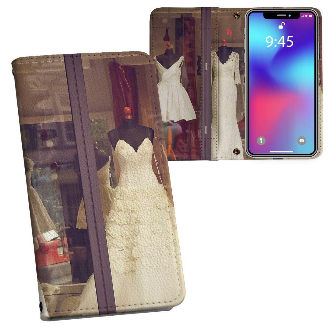 Xperia 10 VI 用 ケース カバー 手帳型 SO-52E / SOG14 / A402SO / 共通対応 内側プリント so52e 対応 ケース カバー 手帳型 マグネット式 ピタッと閉まる レザーケース カード収納 ポケット 023043 ウェディング　写真　ドレス