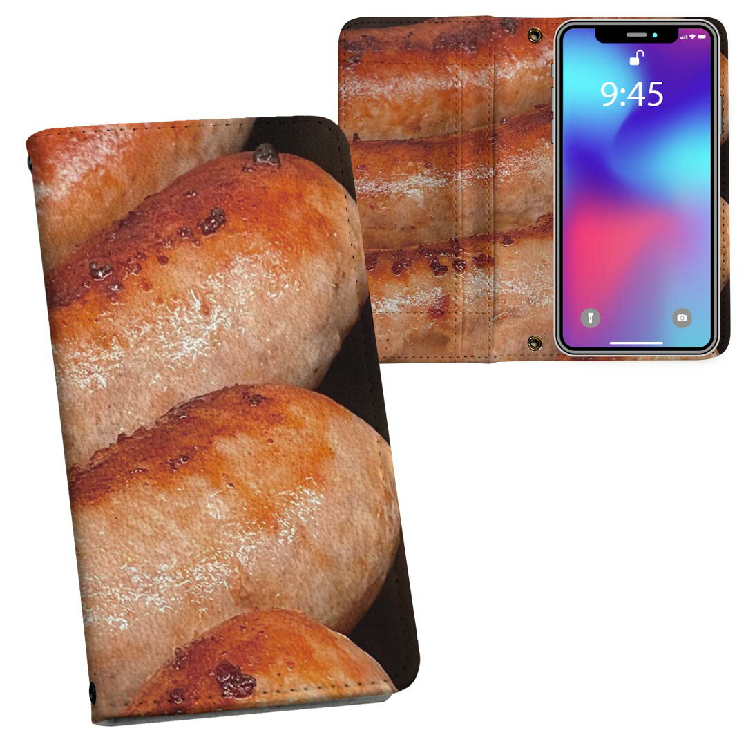 Galaxy A22 5G 用 手帳型 内側プリント ケース カバー SC-56B 対応 ケース カバー 手帳型 sc56b マグネット式 ピタッと閉まる レザーケース カード収納 ポケット 023559 グルメ 食べ物 写真 ソーセージ