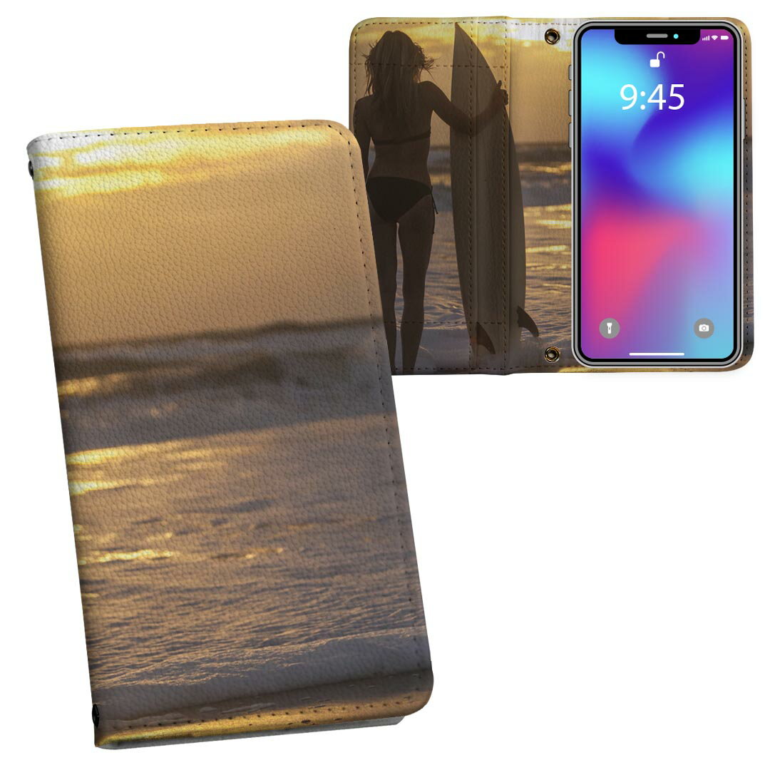 Mobile Phone Cases - iphone X iPhone 10 アイフォーン エックス　テン softbank ソフトバンク 両面プリント 裏表 内側 内面 スマホ カバー レザー ケース 手帳タイプ フリップ ダイアリー 二つ折り 革 フルデザイン 006520 写真　海　夕日　人物