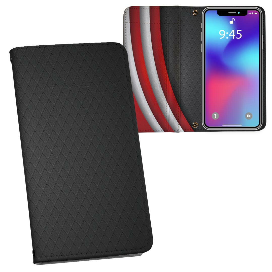 Galaxy A41 用 手帳型 内側プリント ケース カバー SC-41A / SCV48 共通対応 ケース カバー 手帳型 sc41a マグネット式 ピタッと閉まる レザーケース カード収納 ポケット 008413 赤　レッド　黒　ブラック