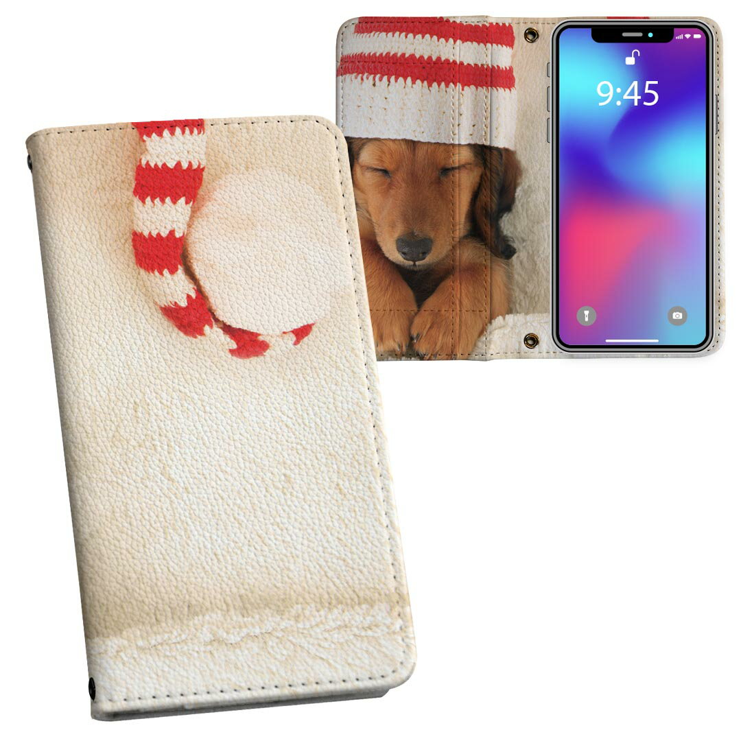 iPhone11 Pro 5.8インチ 専用 iphone11pro アイフォン softbank docomo au 両面プリント 裏表 内側 内面 スマホ カバー レザー ケース 手帳タイプ フリップ ダイアリー 二つ折り 革 フルデザイン 008439 アニマル 写真　犬　帽子　赤　レッド