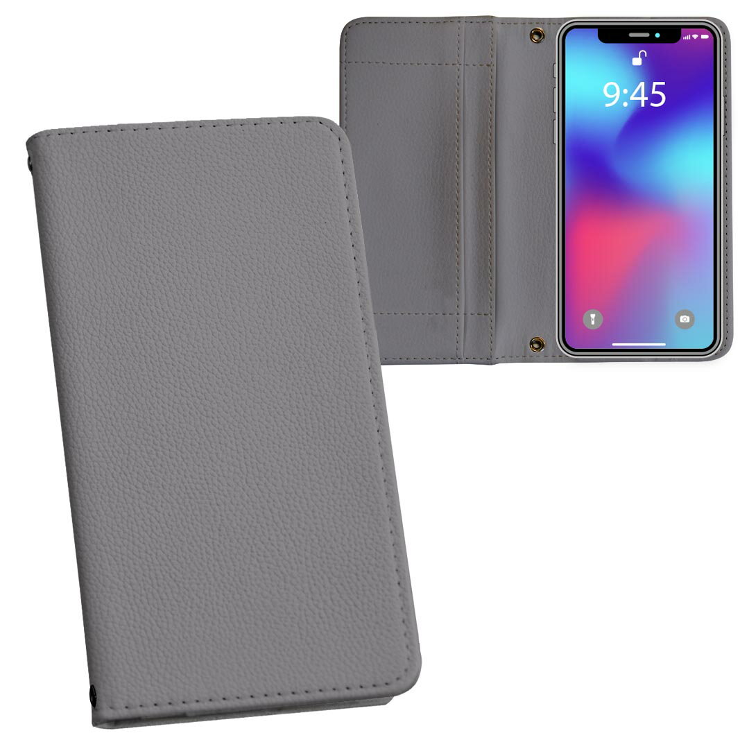 iPhone11 6.1インチ 専用 iphone 11 アイフォン softbank docomo au 両面プリント 裏表 内側 内面 スマホ カバー レザー ケース 手帳タイプ フリップ ダイアリー 二つ折り 革 フルデザイン 009014 その他 シンプル　無地　グレー