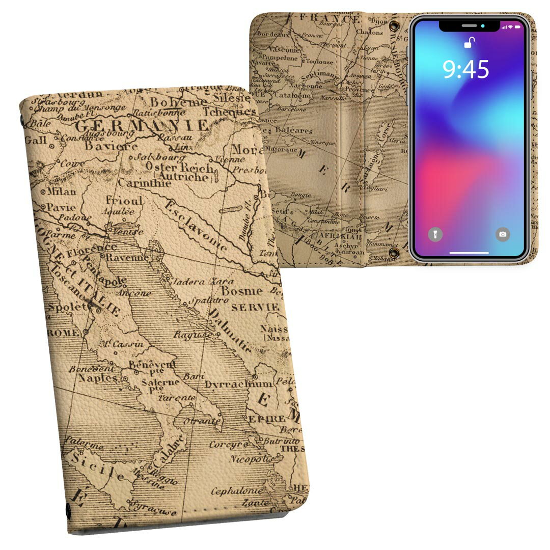 iPhone11 Pro 5.8インチ 専用 iphone11pro アイフォン softbank docomo au 両面プリント 裏表 内側 内面 スマホ カバー レザー ケース 手帳タイプ フリップ ダイアリー 二つ折り 革 フルデザイン 010250 地図　外国　国名