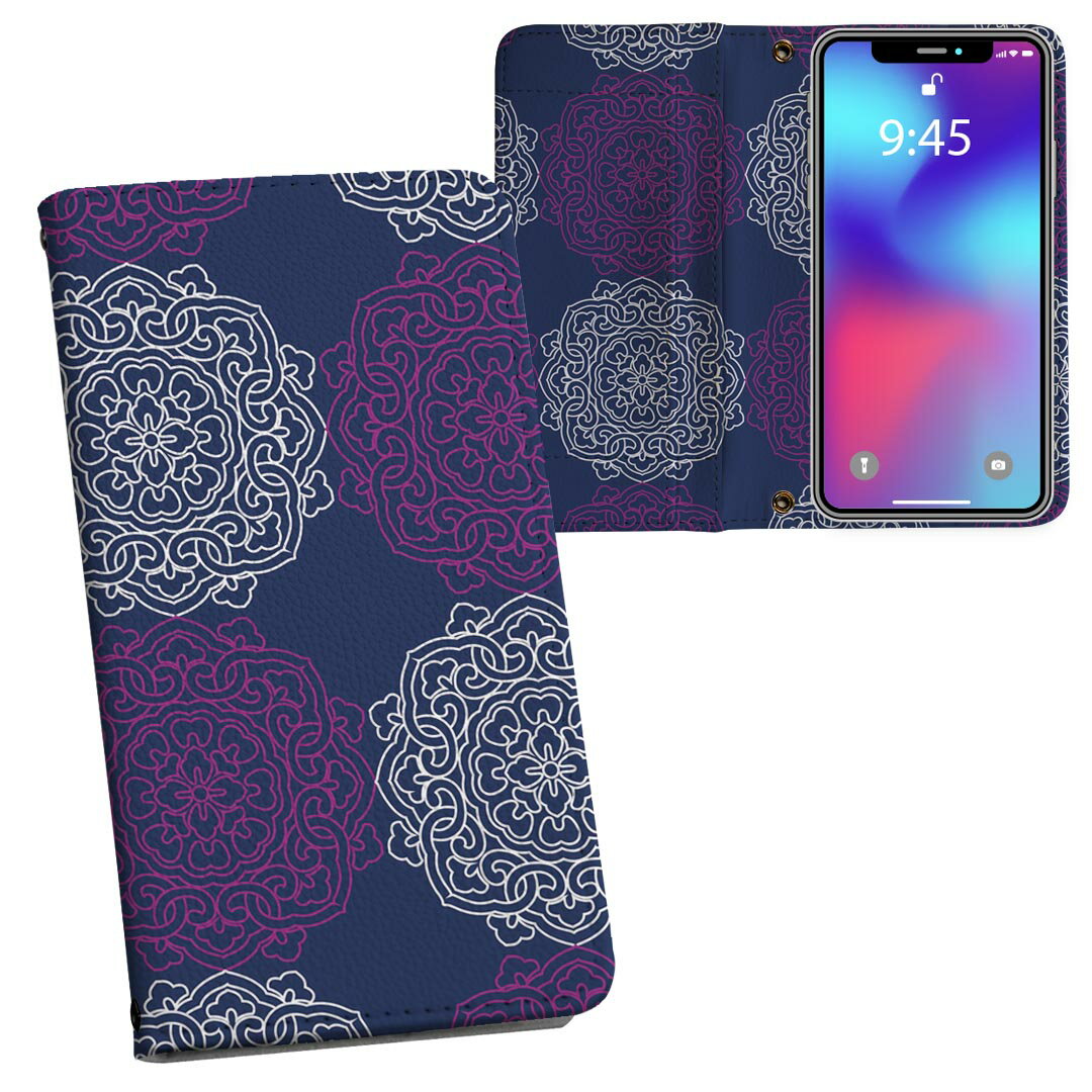 Rakuten - Xperia 1 III SO-51B エクスペリア SOG03 共通対応 内側プリント so51b 対応 ケース カバー 手帳型 マグネット式 ピタッと閉まる レザーケース カード収納 ポケット 010357 アジアン　　青