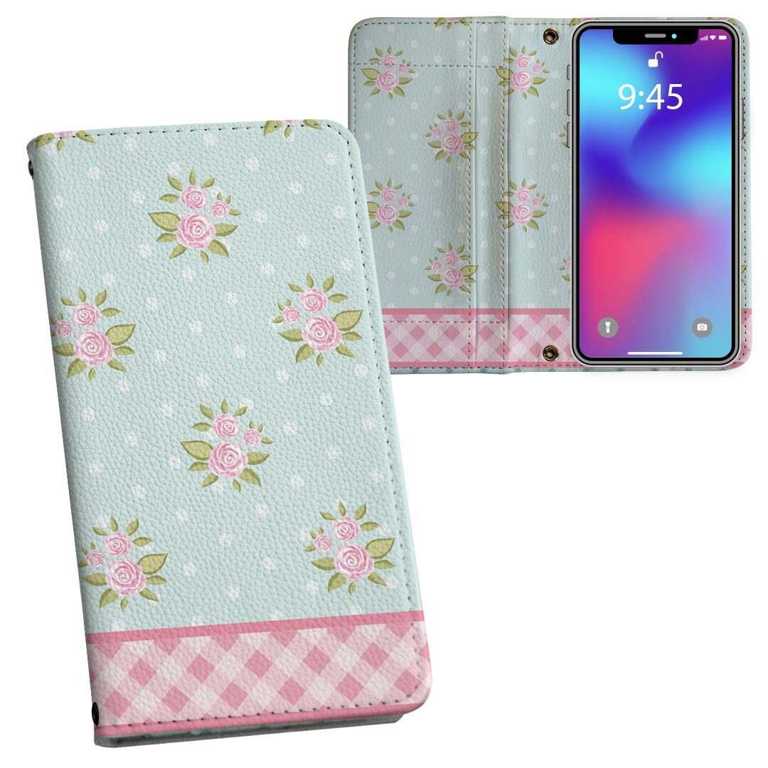 SC-02M Galaxy A20 ギャラクシー エートゥエンティ sc02m docomo ドコモ 両面プリント 裏表 内側 内面 スマホ カバー レザー ケース 手帳タイプ フリップ ダイアリー 二つ折り 革 フルデザイン 011044 花　チェック　水玉