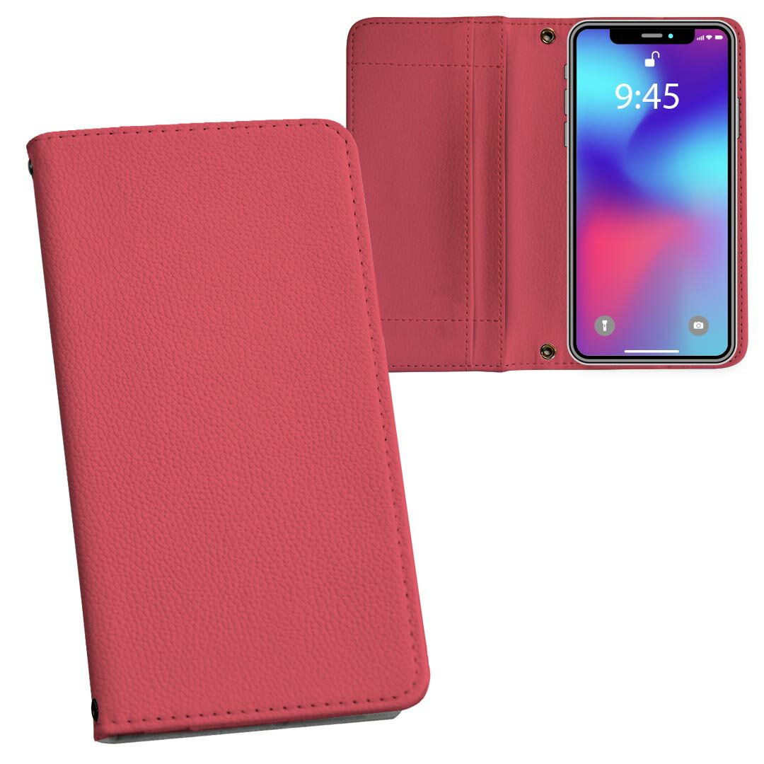 Galaxy A53 5G 用 手帳型 内側プリント ケース カバー SC-53C / SCG15 共通対応 ケース カバー 手帳型 sc53c マグネット式 ピタッと閉まる レザーケース カード収納 ポケット 012233 ピンク　単色　シンプル