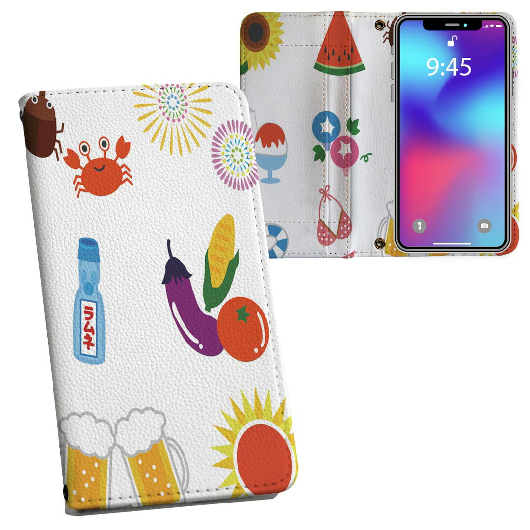 iPhone11 Pro 5.8インチ 専用 iphone11pro アイフォン softbank docomo au 両面プリント 裏表 内側 内面 スマホ カバー レザー ケース 手帳タイプ フリップ ダイアリー 二つ折り 革 フルデザイン 014098 海 夏 花火