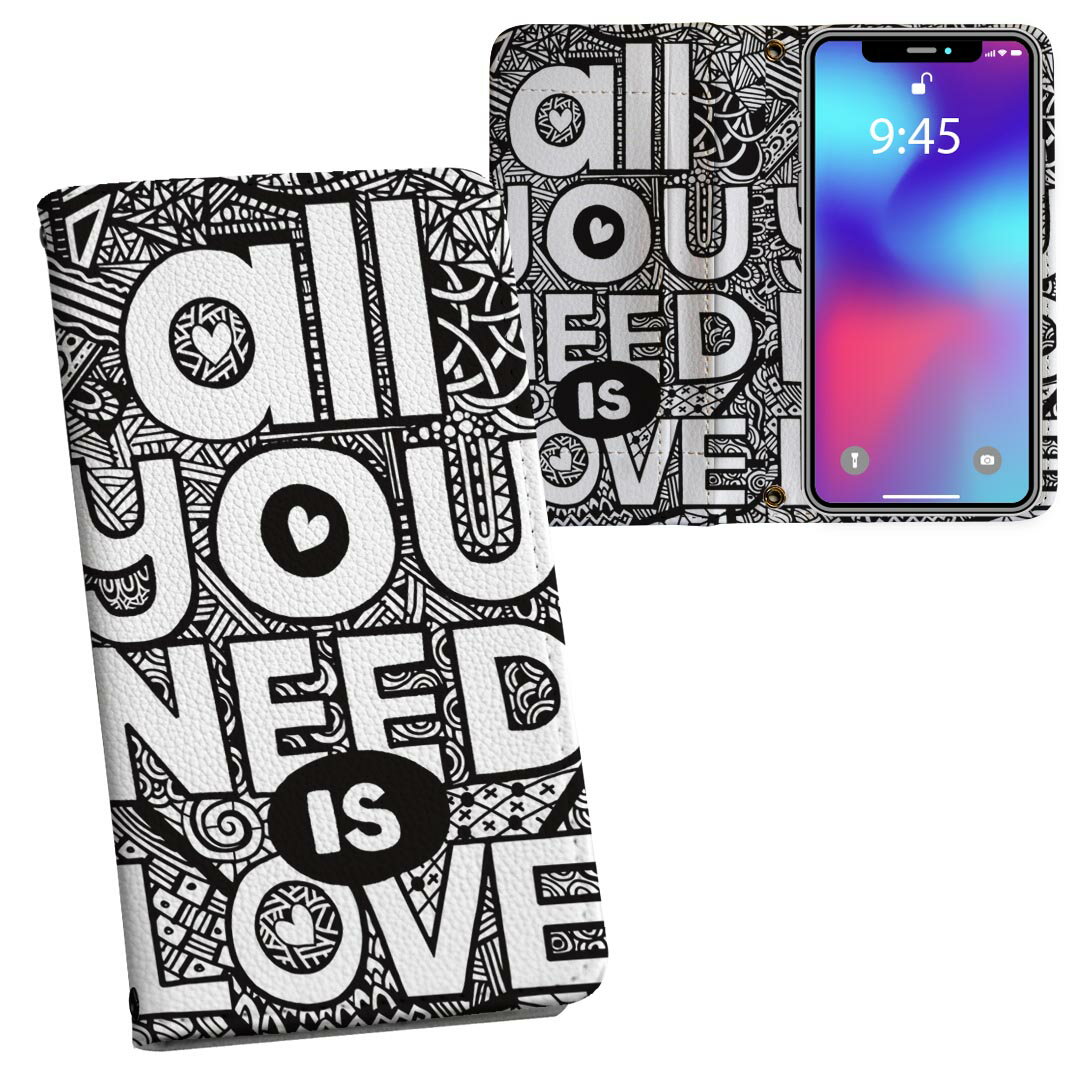 乐天商城 - SH-04L AQUOS R3 アクオス アールスリー sh04l docomo ドコモ 両面プリント 裏表 内側 内面 スマホ カバー レザー ケース 手帳タイプ フリップ ダイアリー 二つ折り 革 フルデザイン 014244 英語　文字　ハート