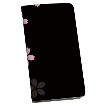 SCV41 Galaxy S10 ギャラクシー エステン au エーユー scv41 手帳型 スマホ カバー カバー レザー ケース 手帳タイプ フリップ ダイアリー 二つ折り 革 000049 和柄 桜 黒