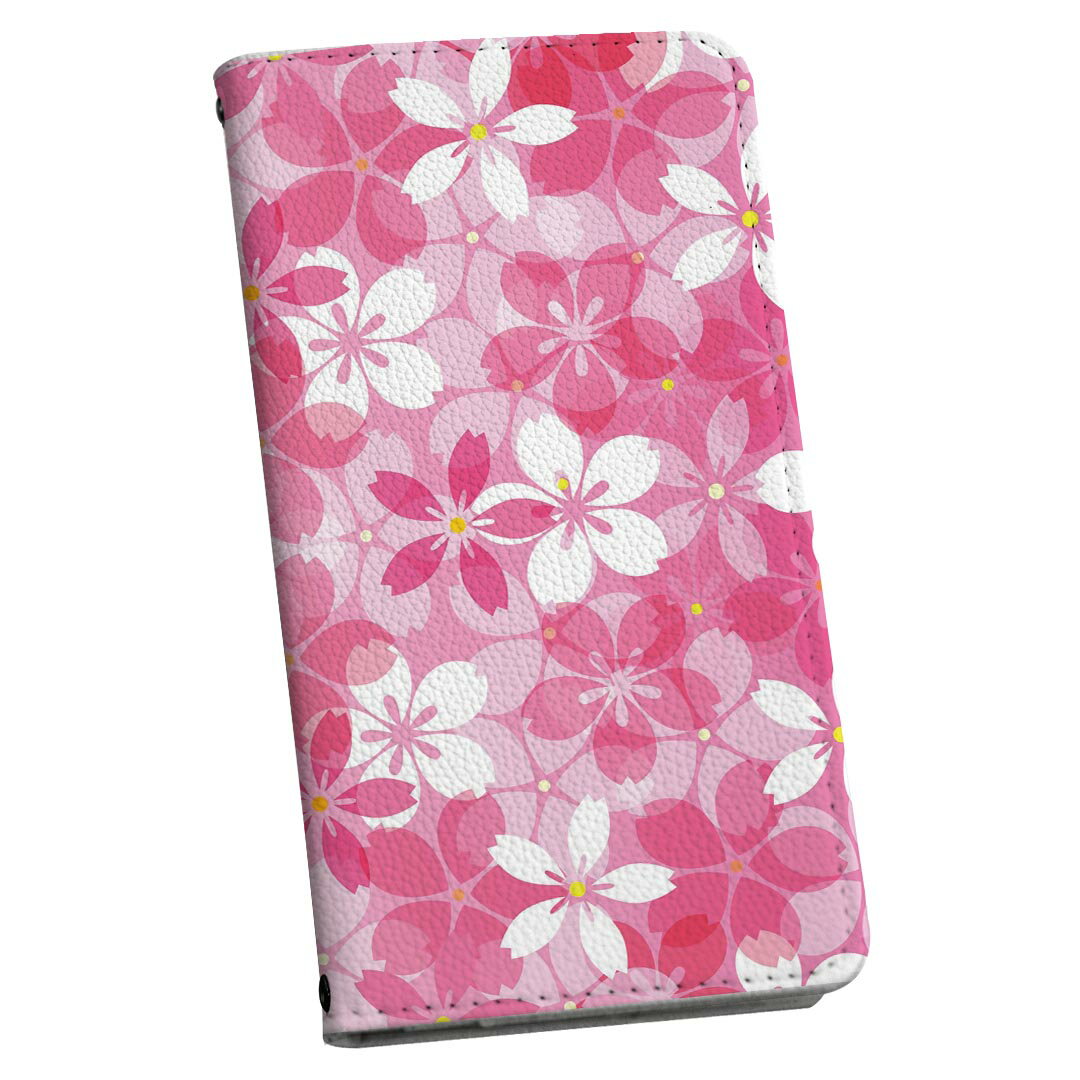 DM-01J AQUOS Disney Mobile dm01j docomo ドコモ スマホ カバー 手帳型 カバー レザー ケース 手帳タイプ フリップ ダイアリー 二つ折り 革 桜柄　さくら　ピンク フラワー 000165