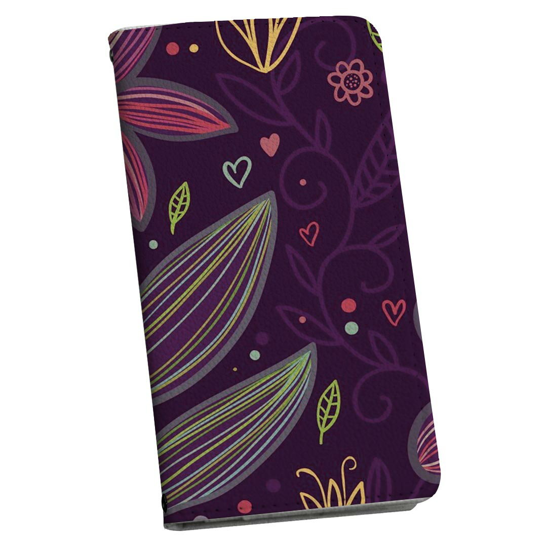 DM-02H Disney Mobile ディズニーモバイル dm02h docomo ドコモ 手帳型 スマホ カバー レザー ケース 手帳タイプ フリップ ダイアリー 二つ折り 革 フラワー 花 イラスト かわいい 000376