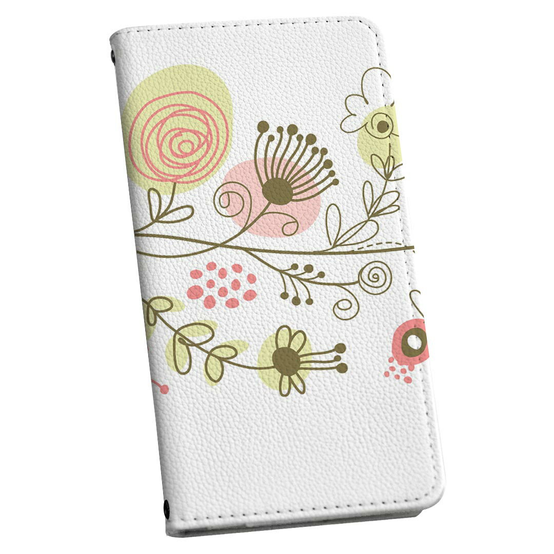 DM-01J AQUOS Disney Mobile dm01j docomo ドコモ スマホ カバー 手帳型 カバー レザー ケース 手帳タイプ フリップ ダイアリー 二つ折り 革 花　イラスト フラワー 001068