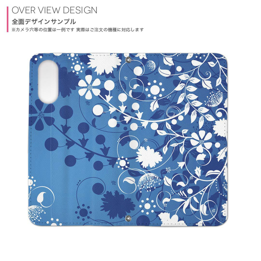 SHV35 AQUOS U アクオス ユー shv35 au エーユー 手帳型 スマホ カバー レザー ケース 手帳タイプ フリップ ダイアリー 二つ折り 革 002229 花　フラワー　青