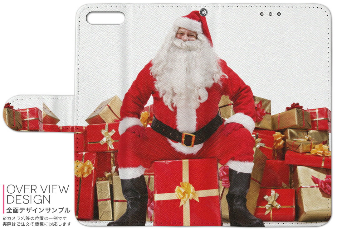 DM-01G Disney Mobile ディズニーモバイル dm01g docomo ドコモ 手帳型 スマホ カバー カバー レザー ケース 手帳タイプ フリップ ダイアリー 二つ折り 革 009980 クリスマス　サンタ　写真