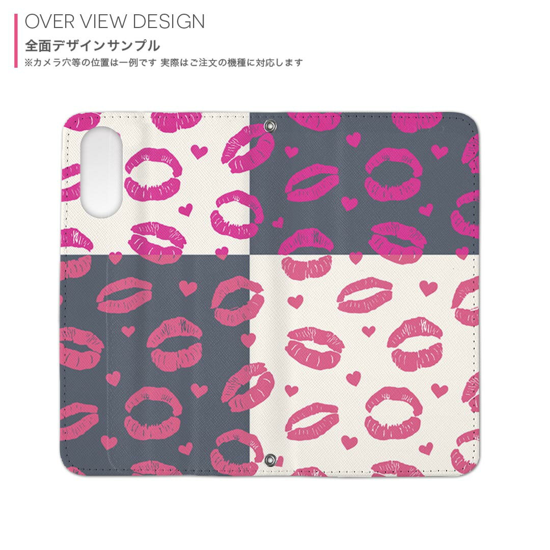 SC-02M Galaxy A20 ギャラクシー エートゥエンティ sc02m docomo ドコモ 手帳型 スマホ カバー カバー レザー ケース 手帳タイプ フリップ ダイアリー 二つ折り 革 011191 唇　ハート　ピンク