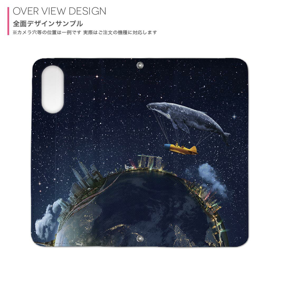 HW-01K HUAWEI P20 Pro ファーウェイ・ピートゥエンティ・プロ hw01k docomo ドコモ 手帳型 スマホ カバー レザー ケース 手帳タイプ フリップ ダイアリー 二つ折り 革 011621 地球　くじら　宇宙