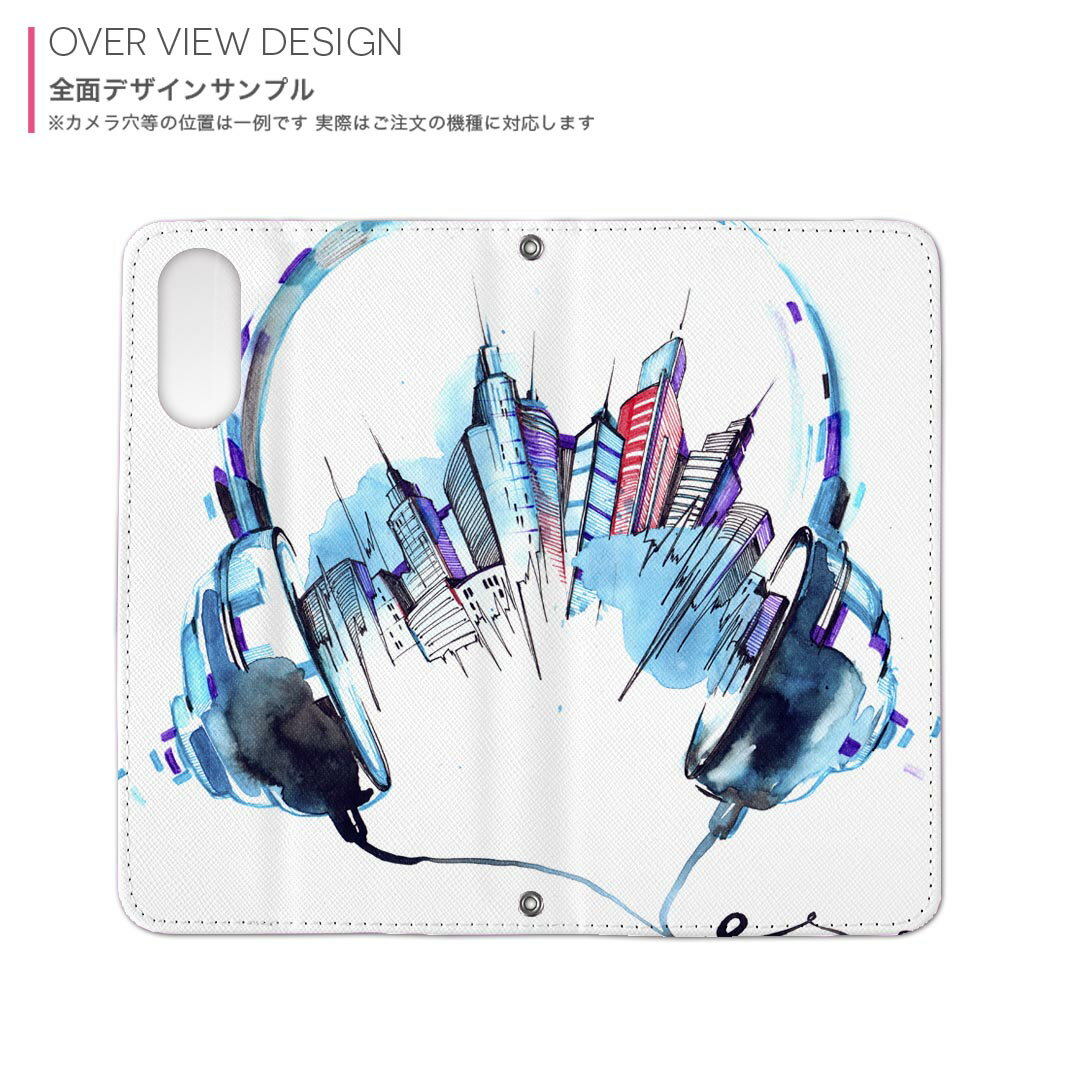 KYV37 Qua phone キュア フォン au エーユー 手帳型 スマホ カバー カバー レザー ケース 手帳タイプ フリップ ダイアリー 二つ折り 革 014180 ヘッドホン　音楽　風景